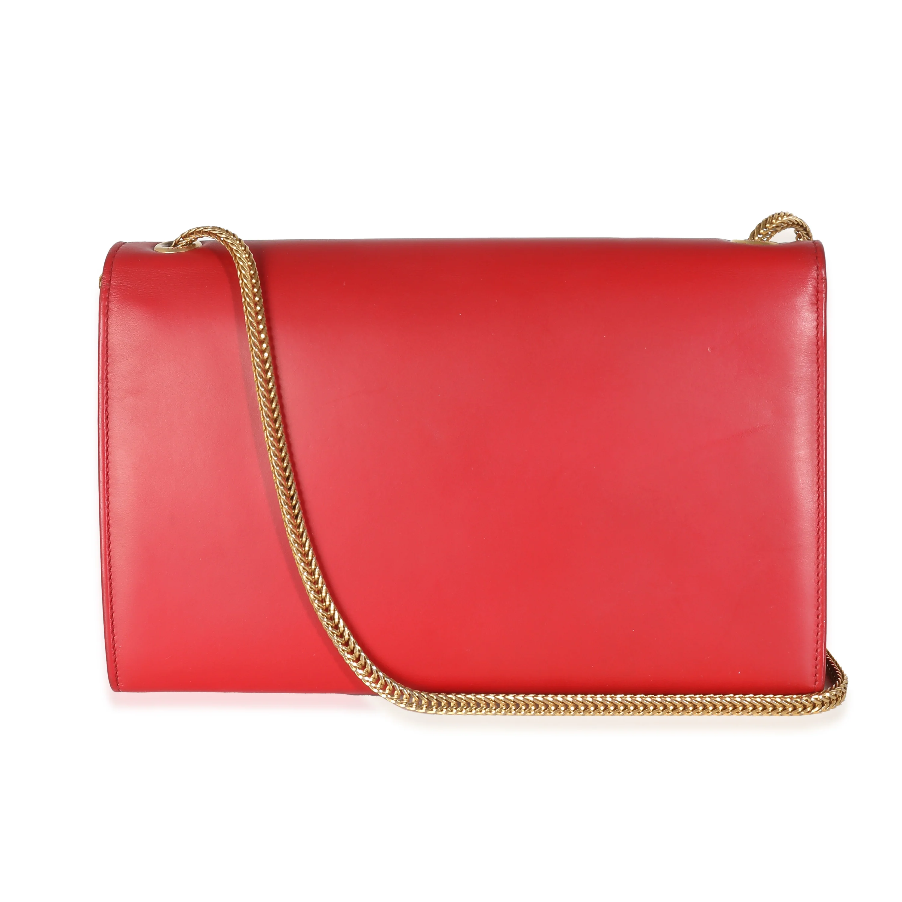 Red Smooth Calfskin Medium Classic Monogram Kate Tassel Satchel - Image 4