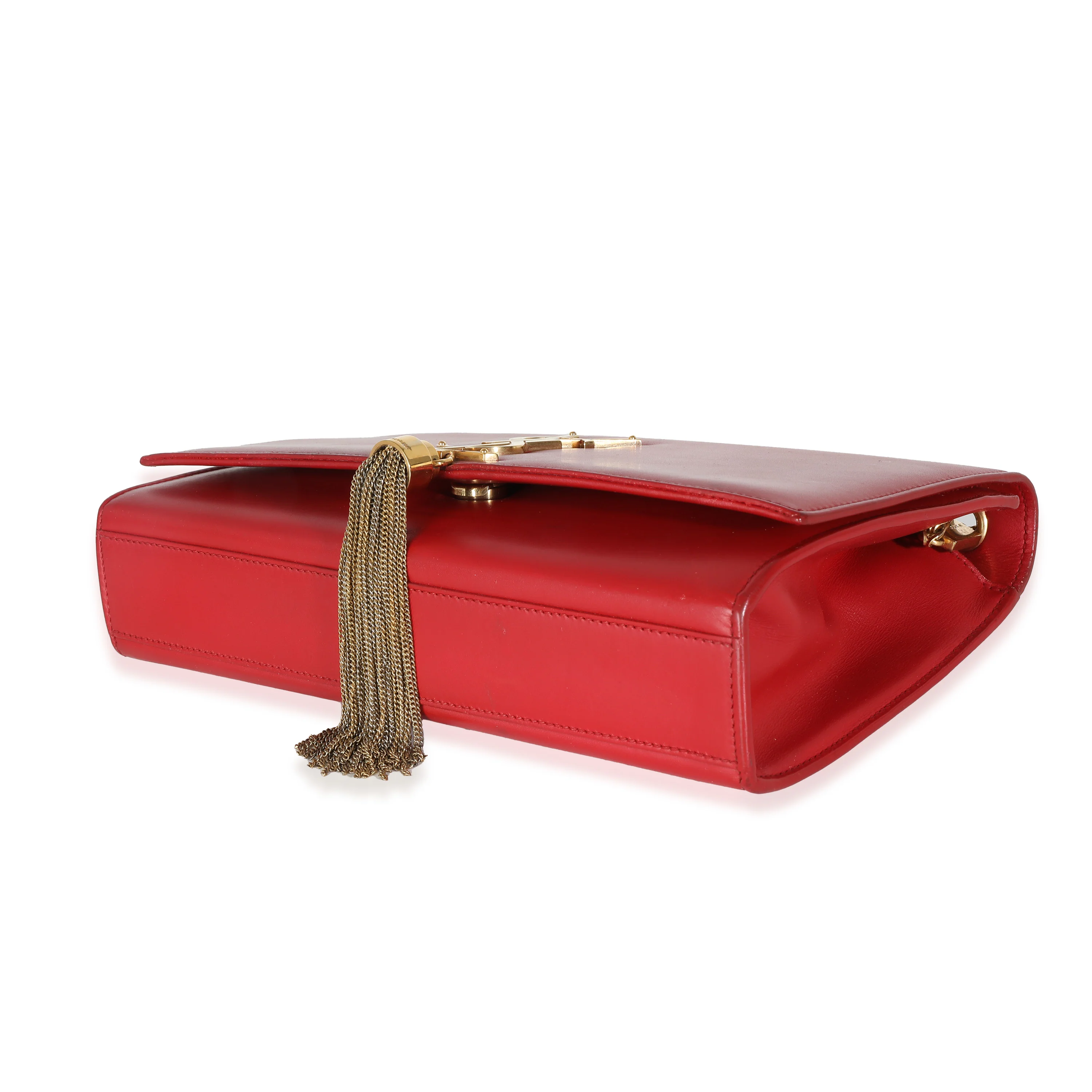 Red Smooth Calfskin Medium Classic Monogram Kate Tassel Satchel - Image 7