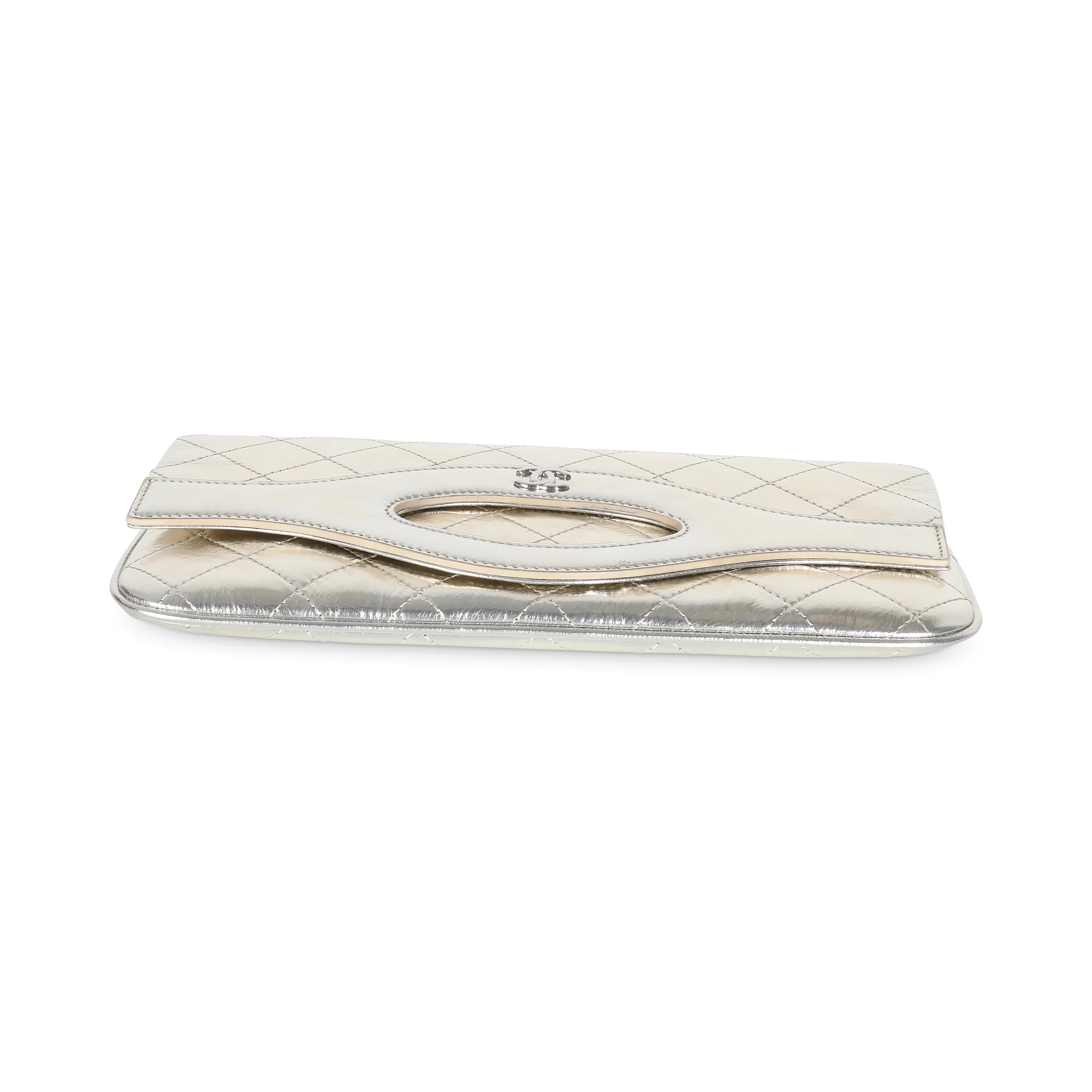 19C Gold Metallic Crumpled Calfskin Small 31 Pouch - Image 5