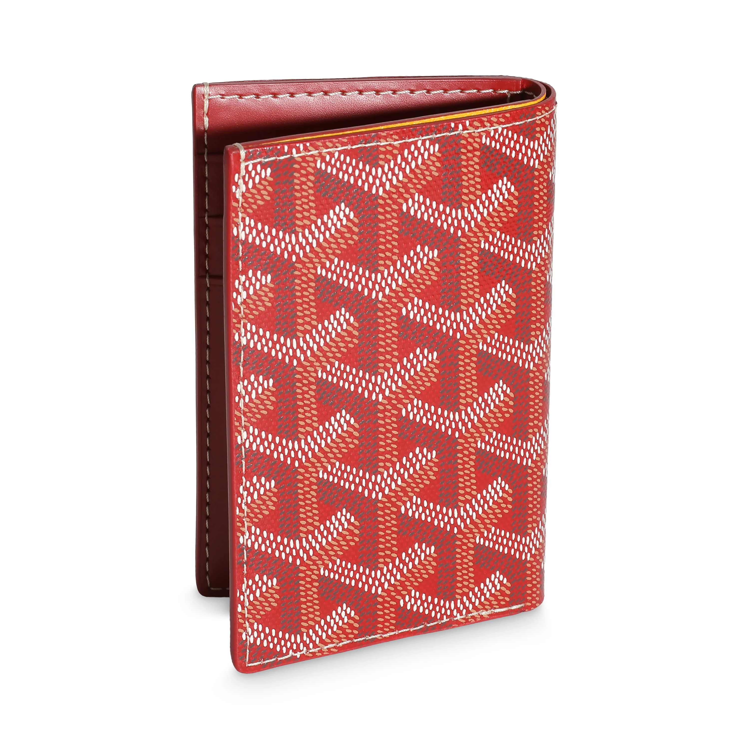 Red Goyardine Canvas Saint Pierre Card Holder - Image 3