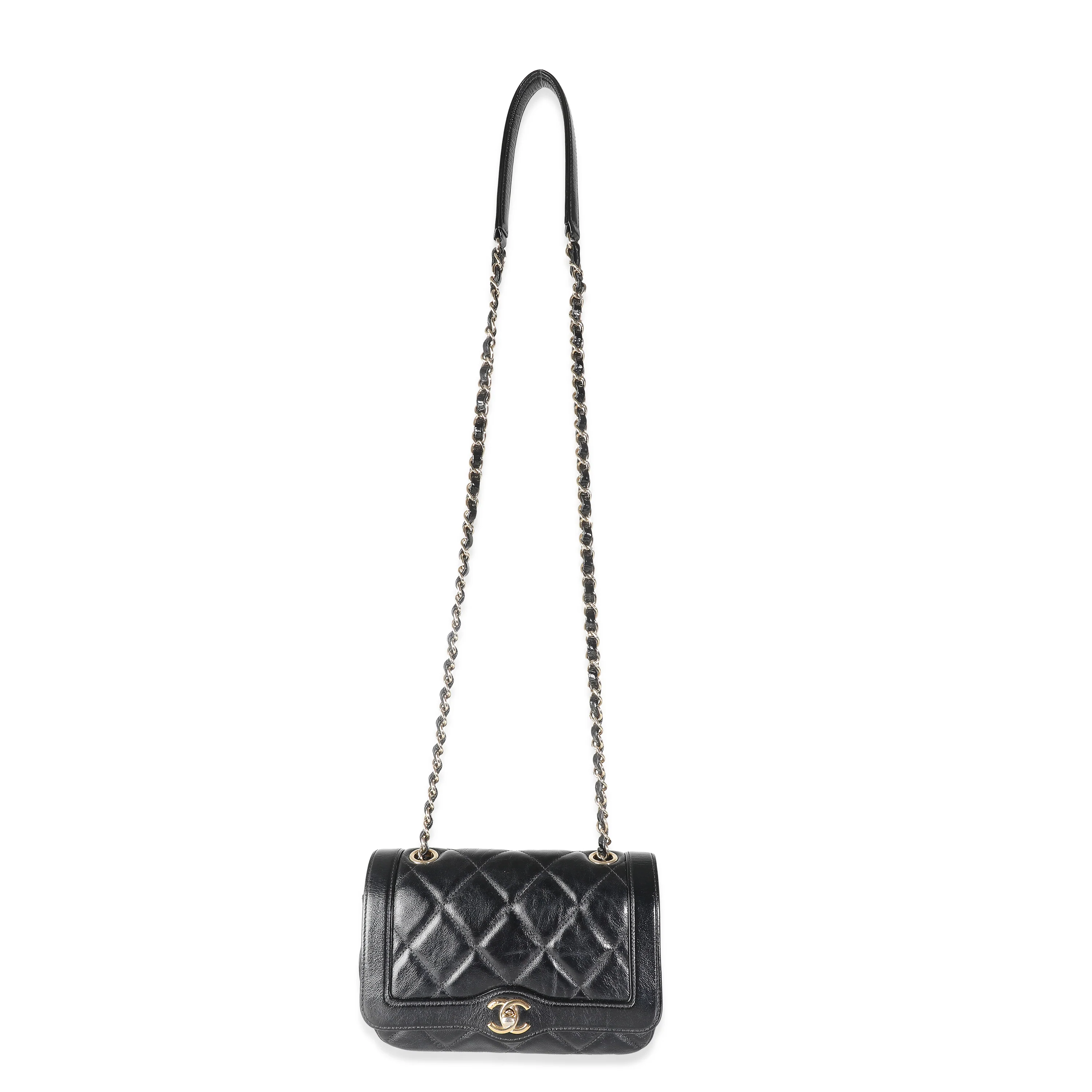 Black Shiny Lambskin Patent Calfskin Mini Flap Bag - Image 8