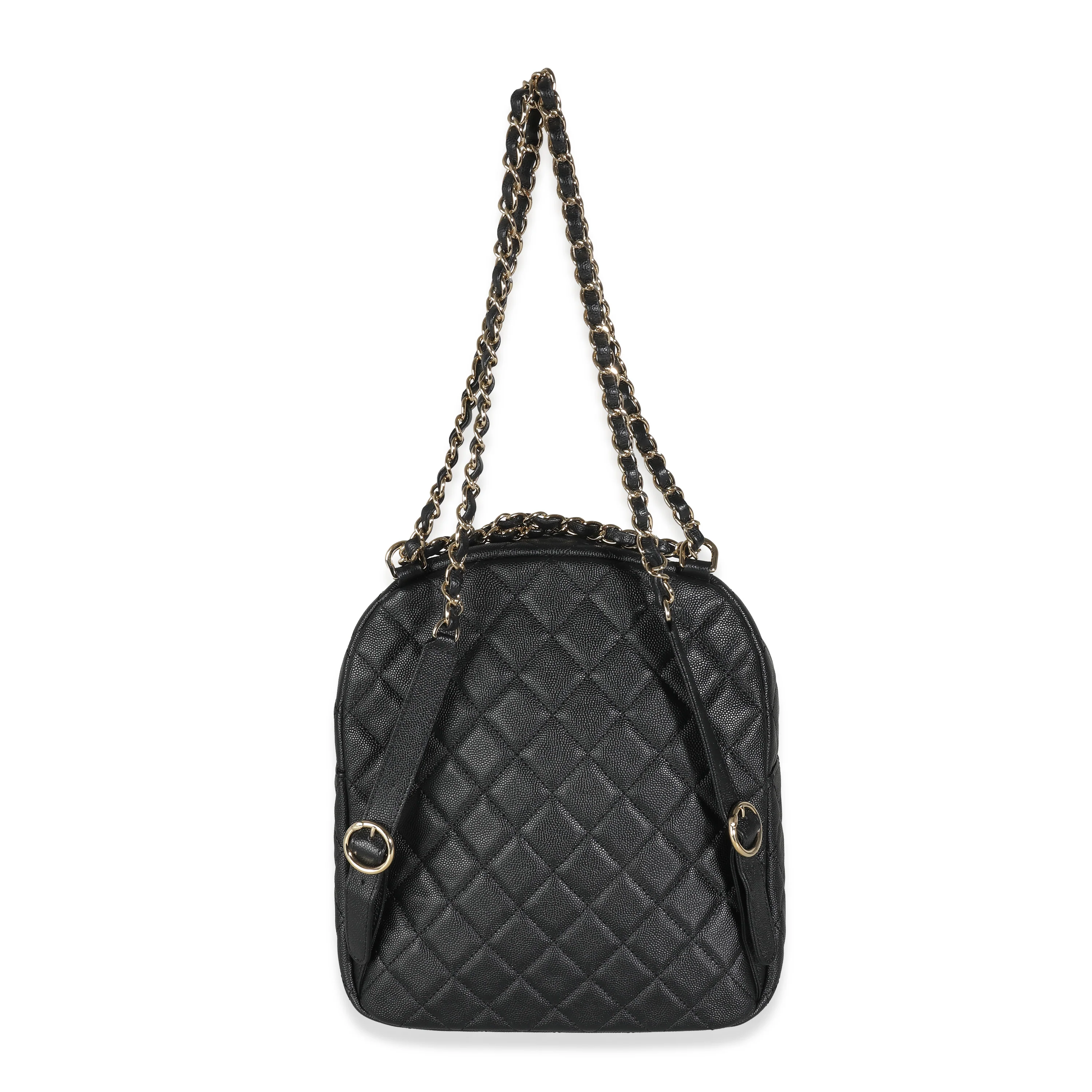 Black Quilted Caviar Small Day Backpack - Image 4