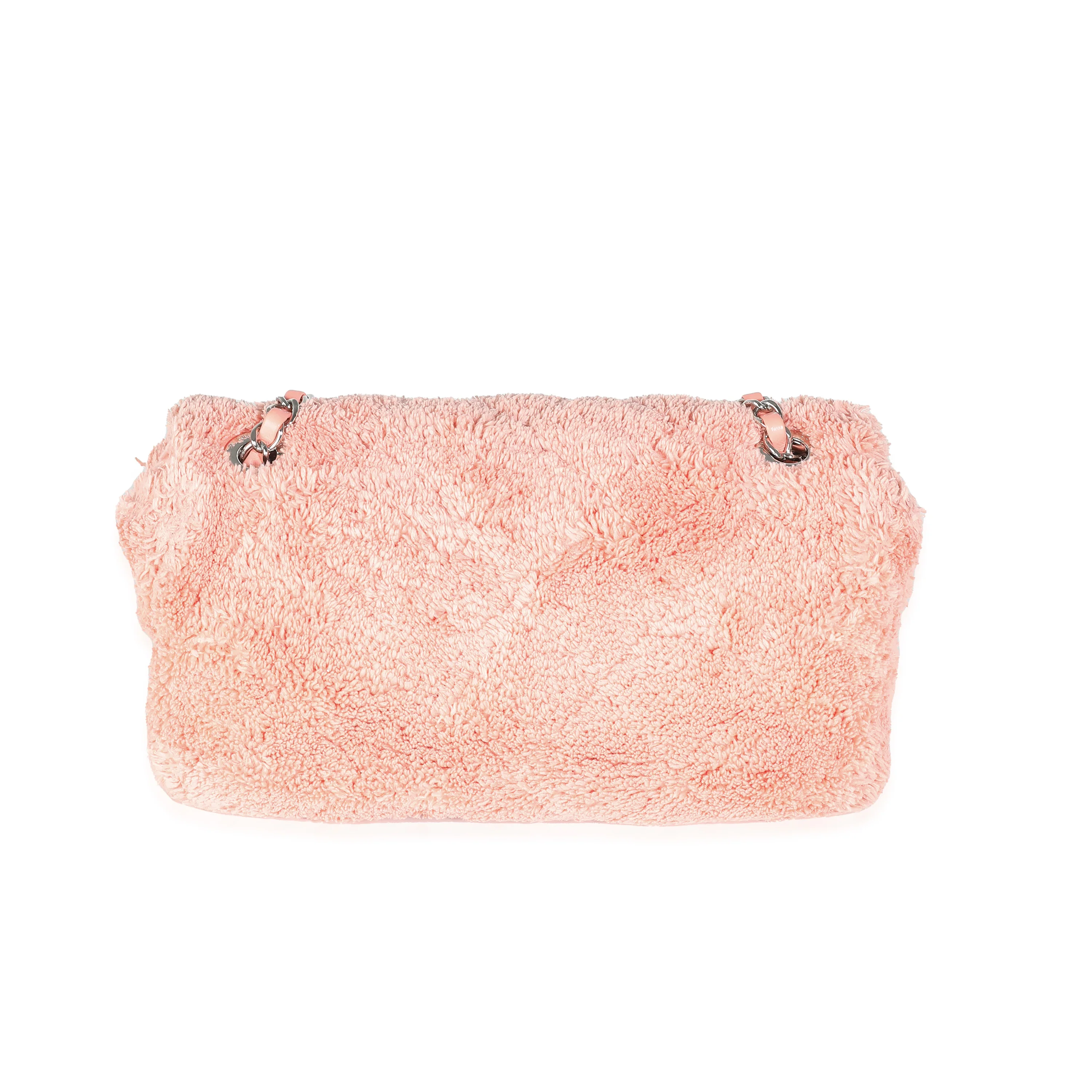 Pink Quilted Terry Cloth Coco Beach Flap Bag - Image 4