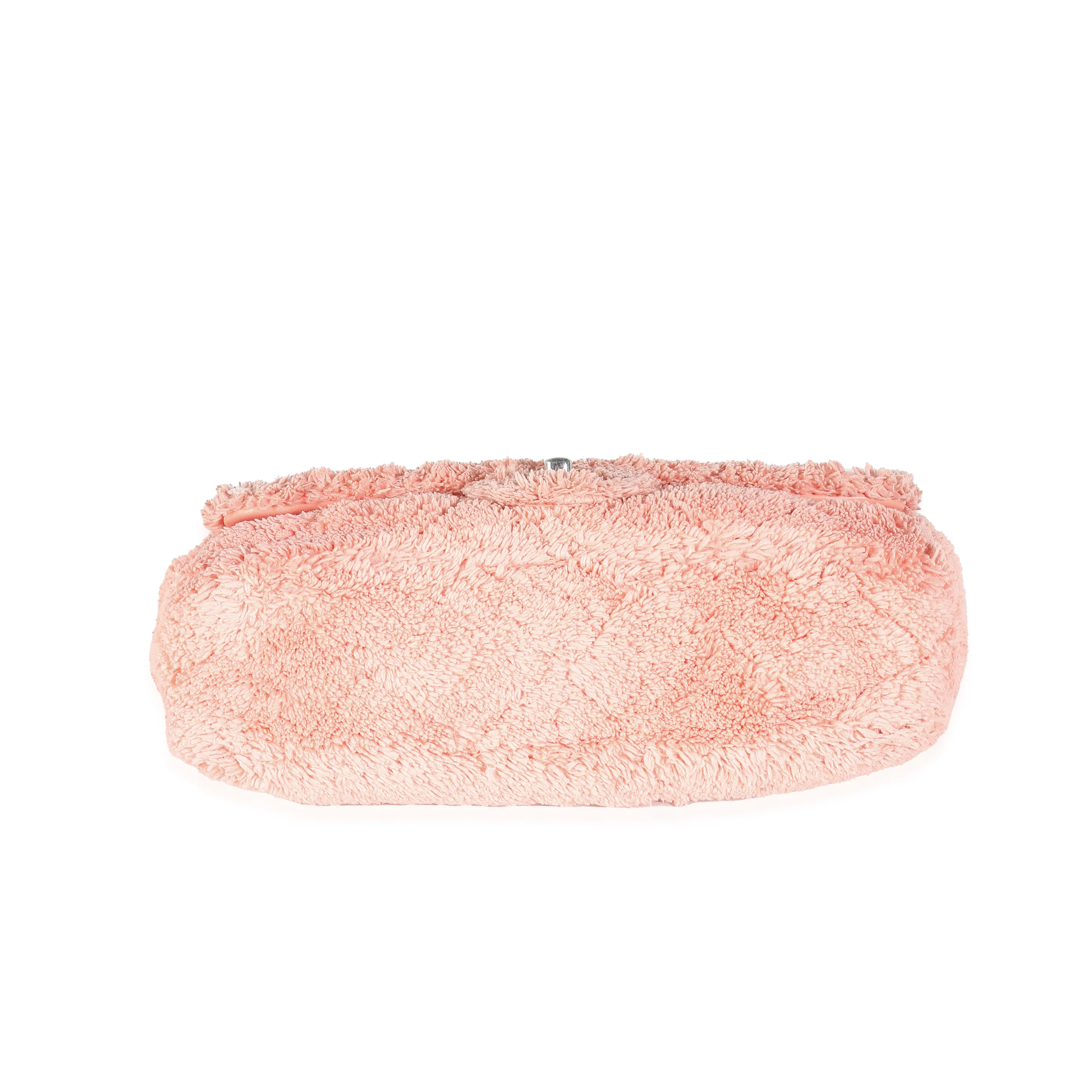Pink Quilted Terry Cloth Coco Beach Flap Bag - Image 5