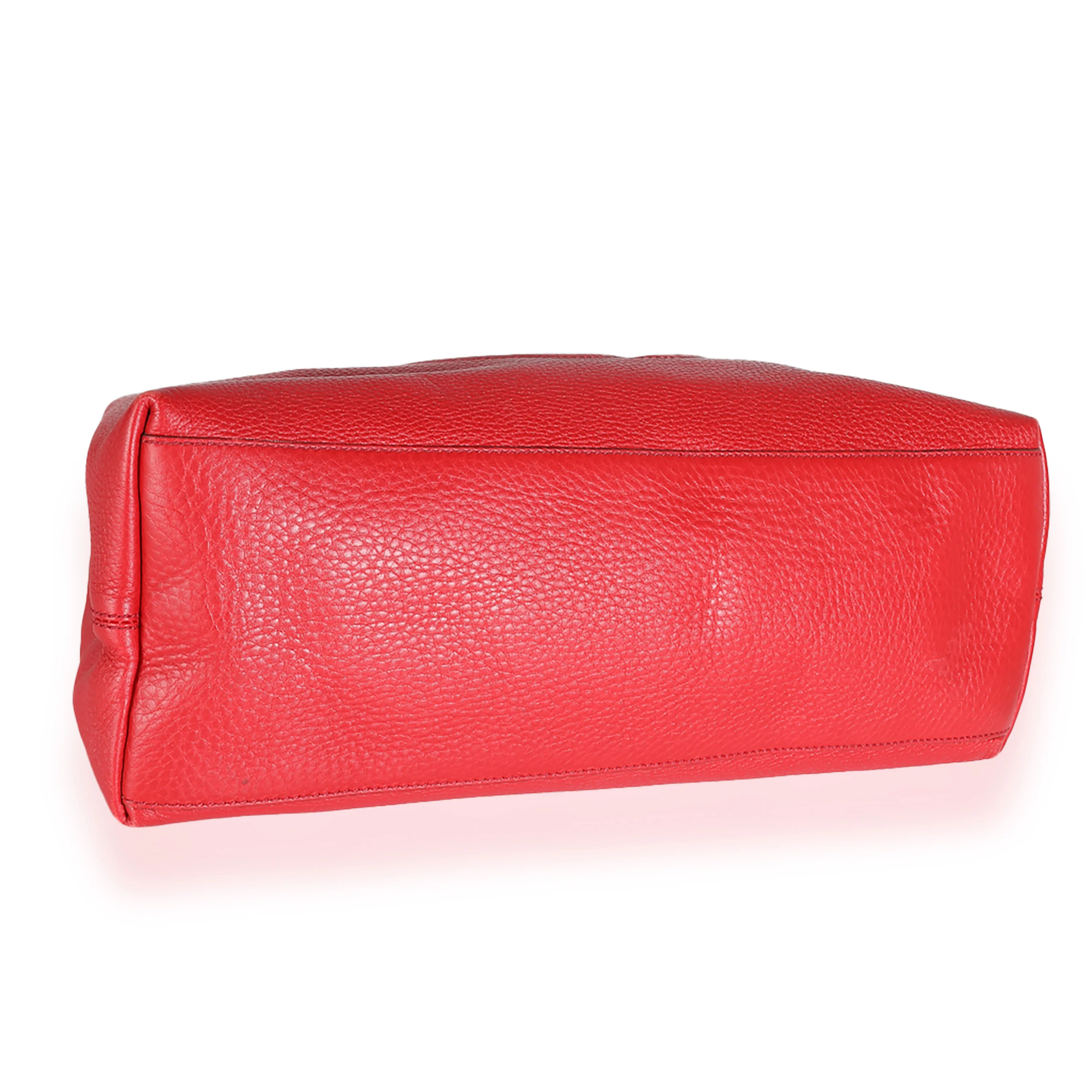 Red Pebbled Calfskin Soho Disco Chain Tote - Image 6