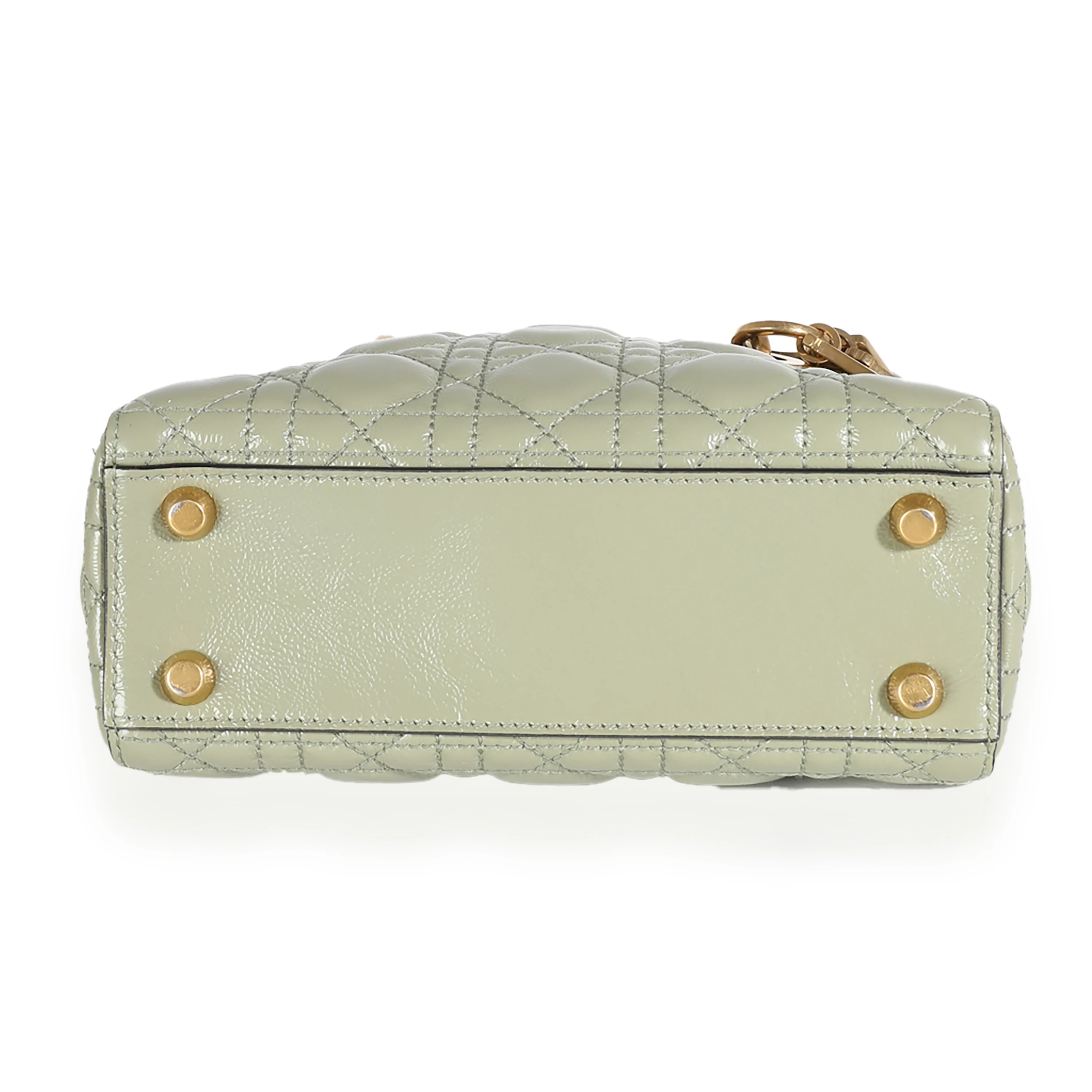 Green Crinkled Patent Cannage Lucky Badges My Lady Dior Bag - Image 5