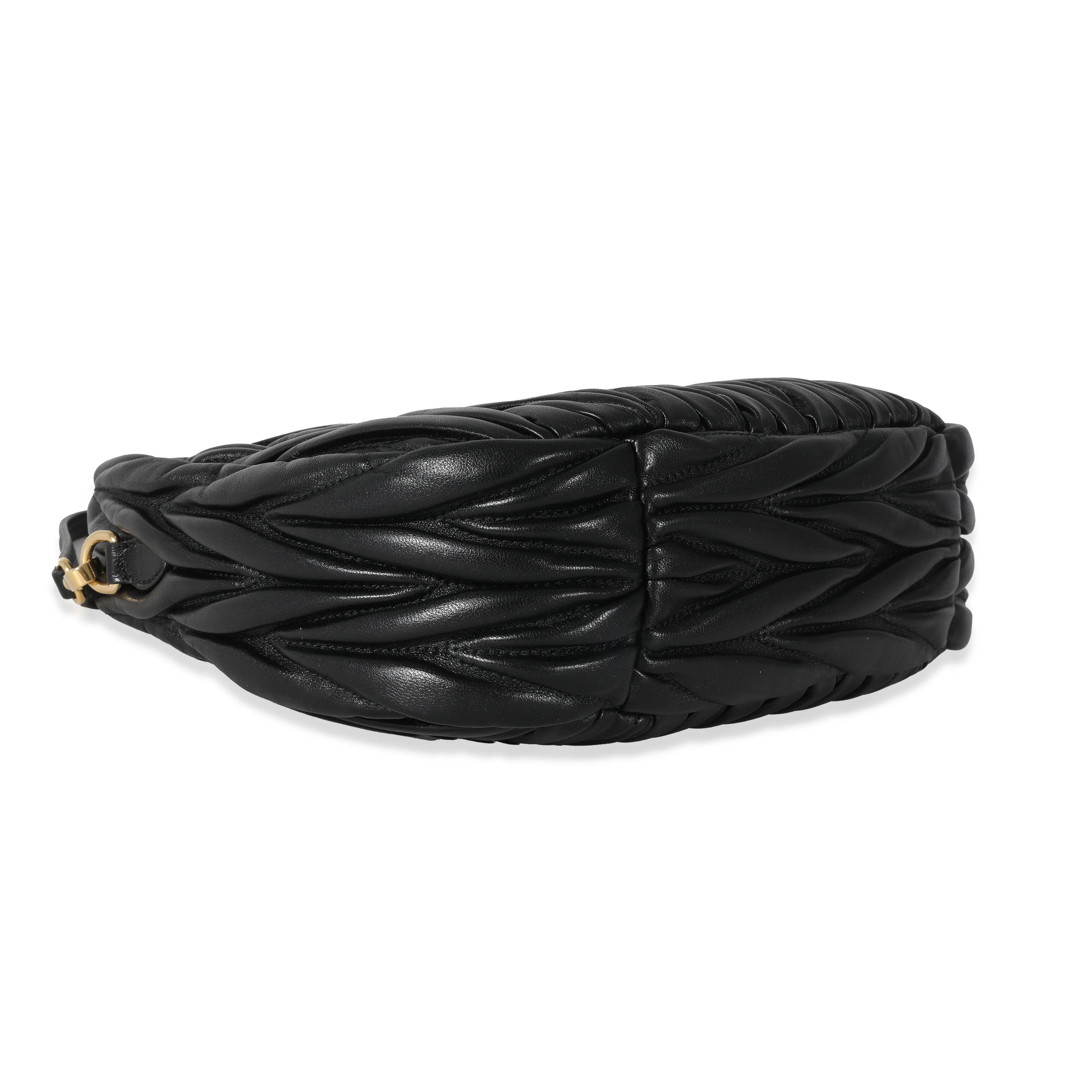 Black Nappa Matelasse Wander Hobo - Image 6