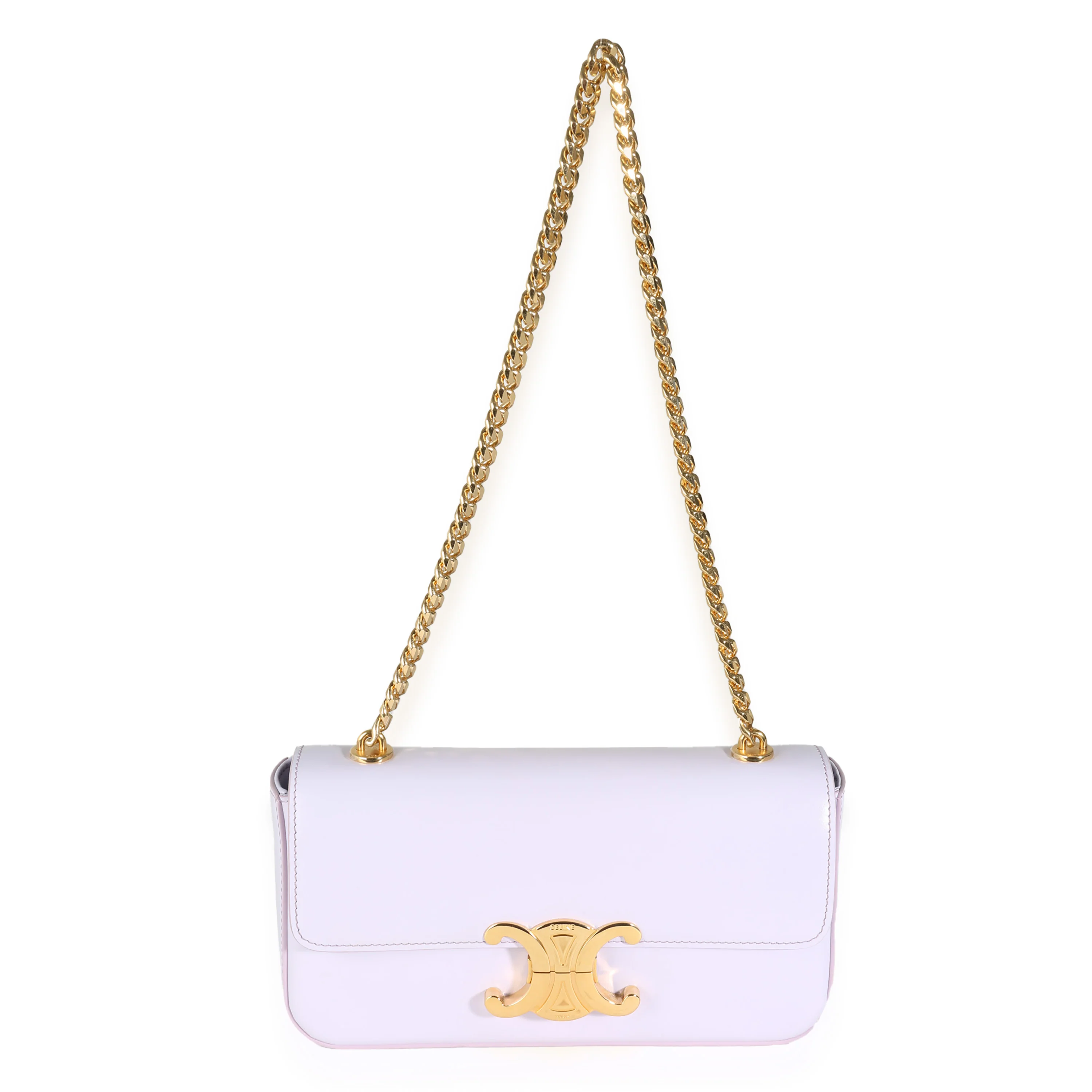 Light Lavender Shiny Calfskin Triomphe Chain Bag - Image 8