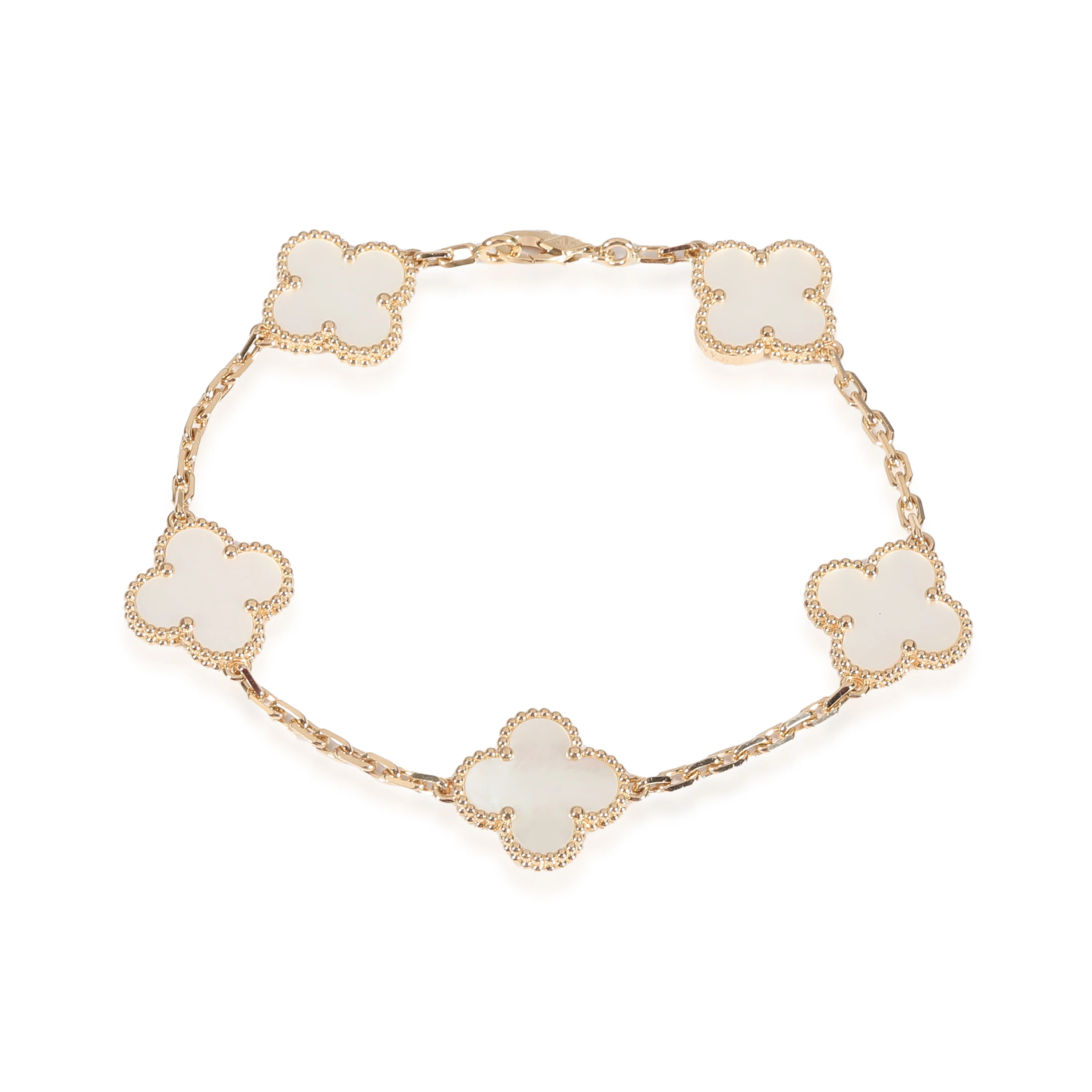Alhambra Mother Of Pearl Bracelet in 18k Yellow Gold