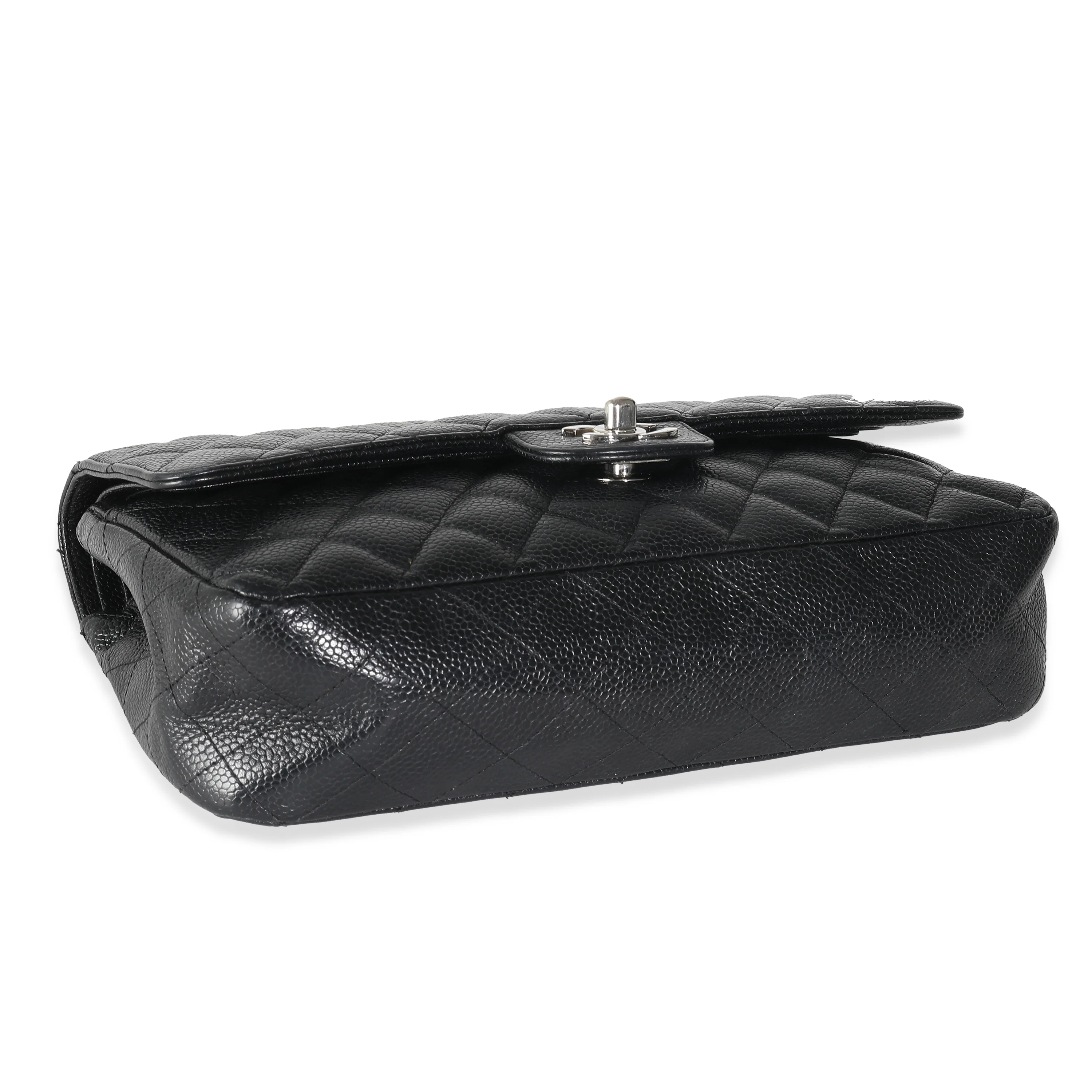 Black Quilted Caviar Medium Classic Double Flap Handbag - Image 6