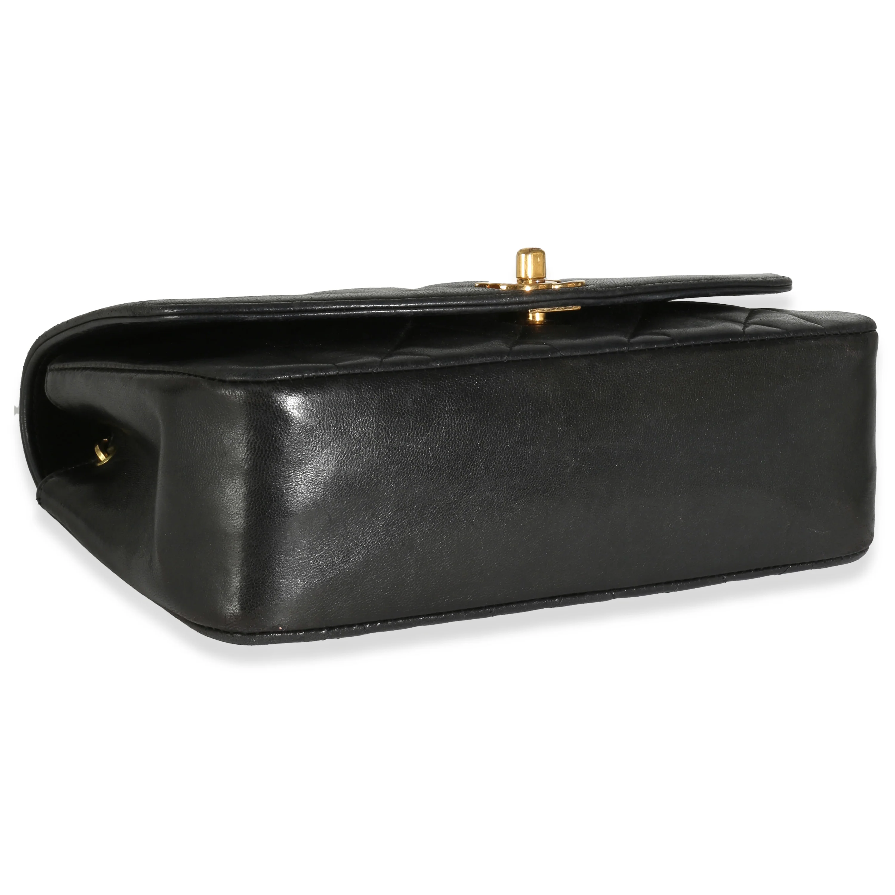 24K Black Quilted Lambskin Small Diana Flap Bag - Image 6