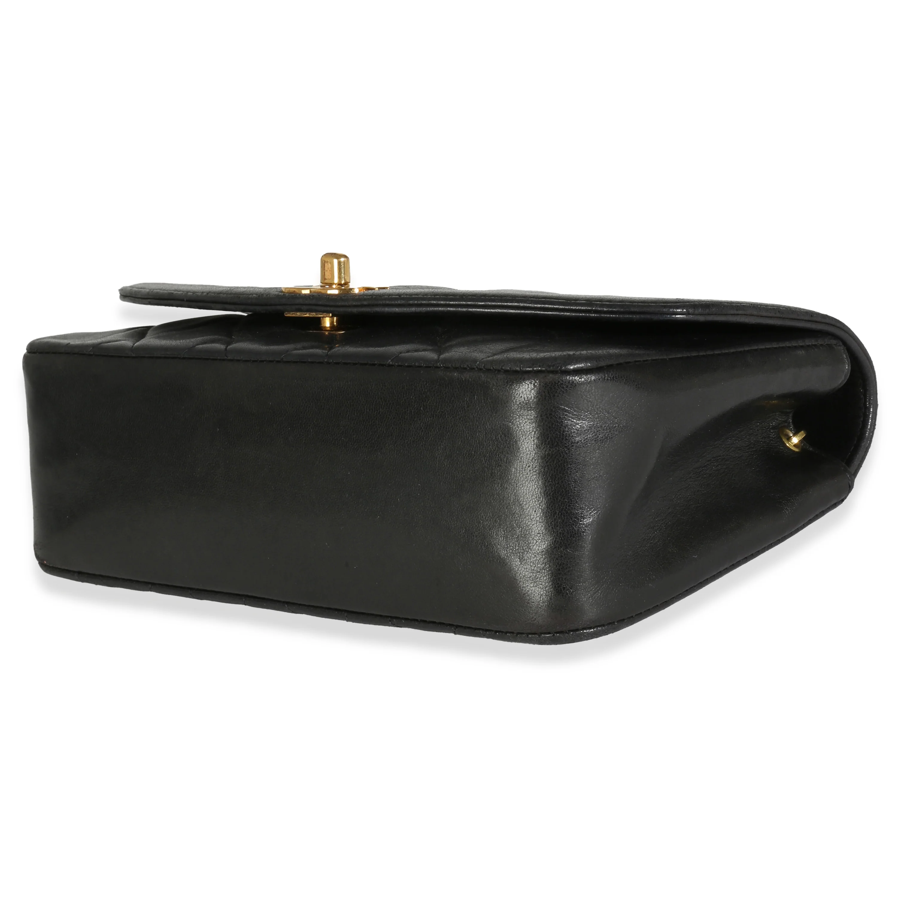 24K Black Quilted Lambskin Small Diana Flap Bag - Image 7