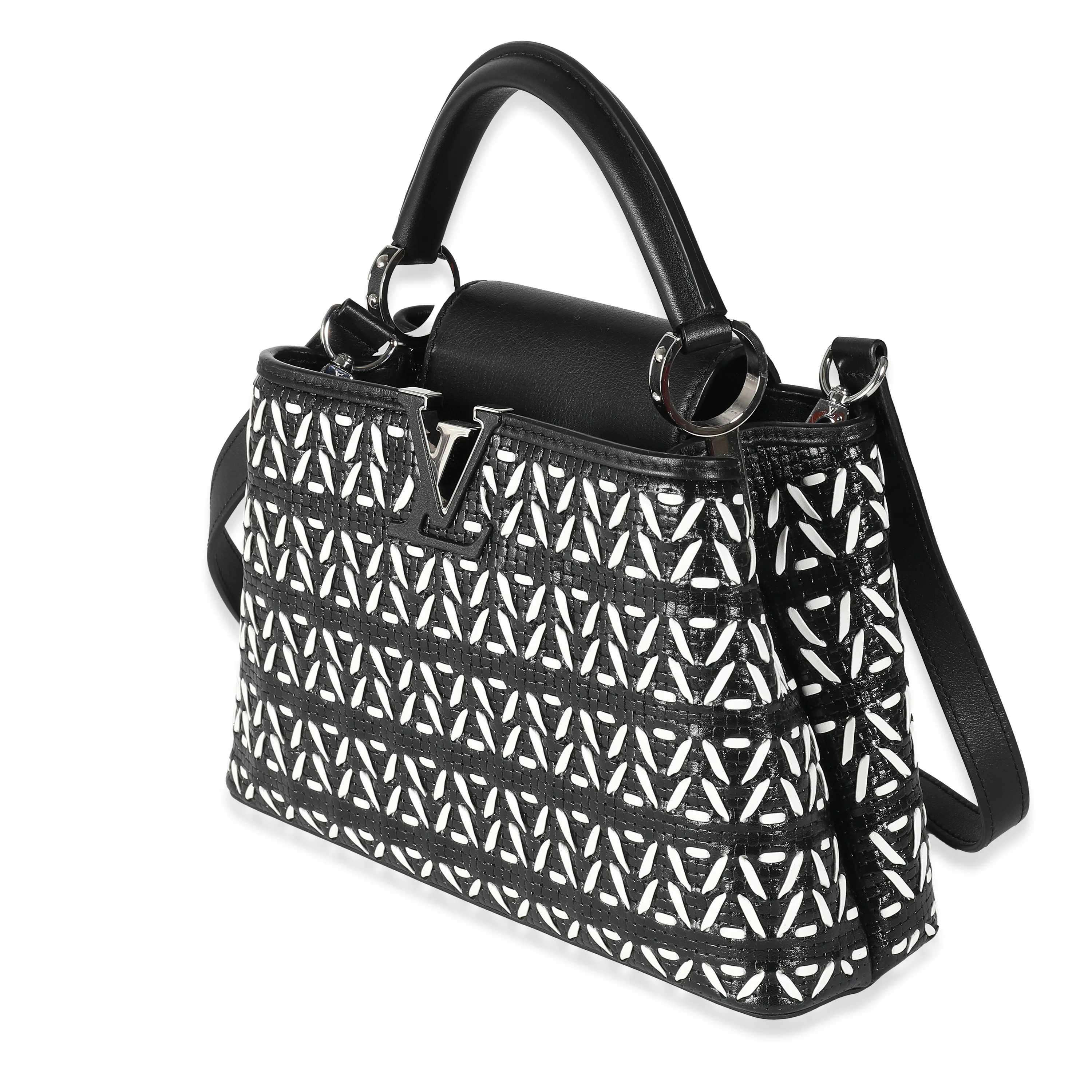 Black White Woven Calfskin Tressage Capucines BB - Image 2
