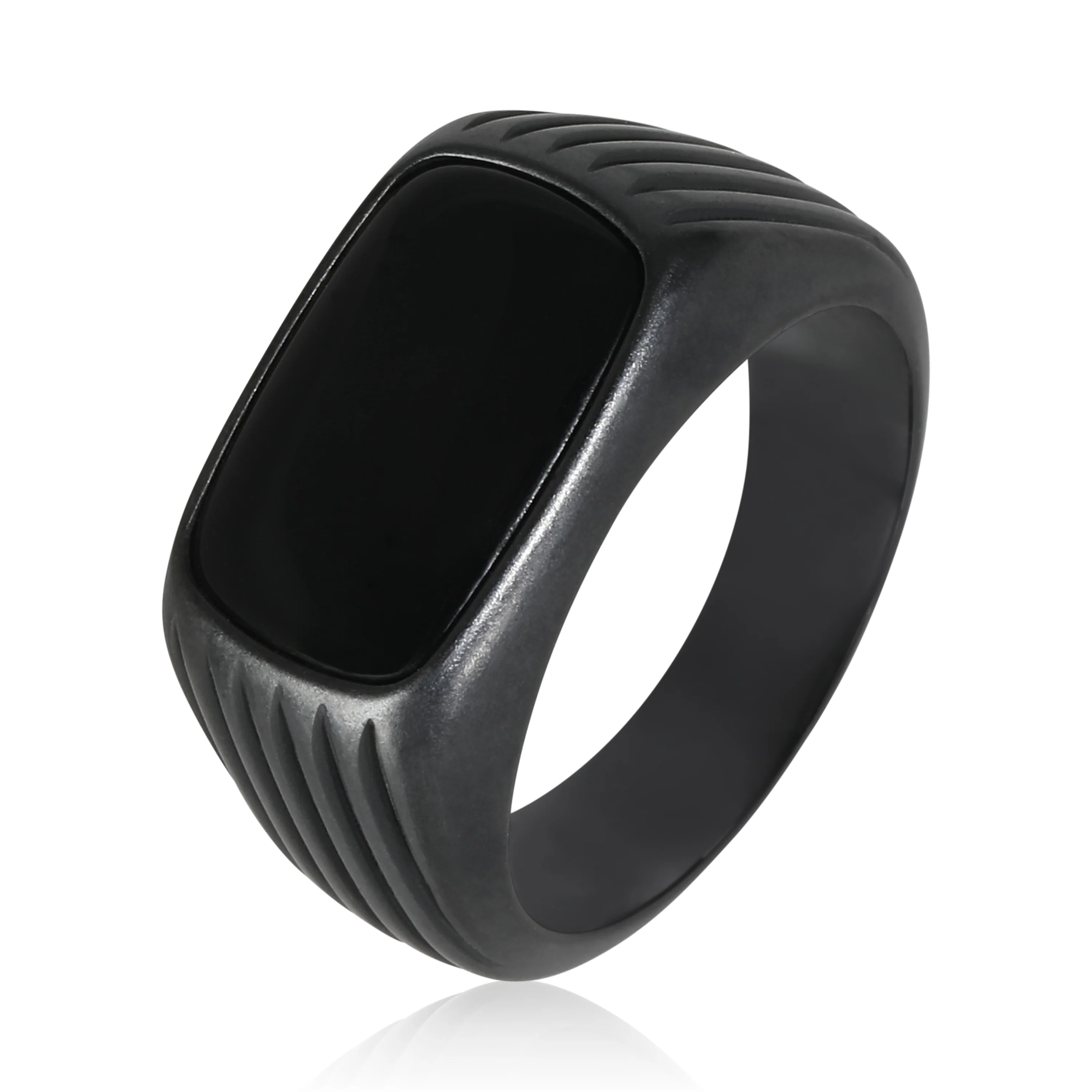 Royal Cord Onyx Fashion Ring in  Titanium - Image 4