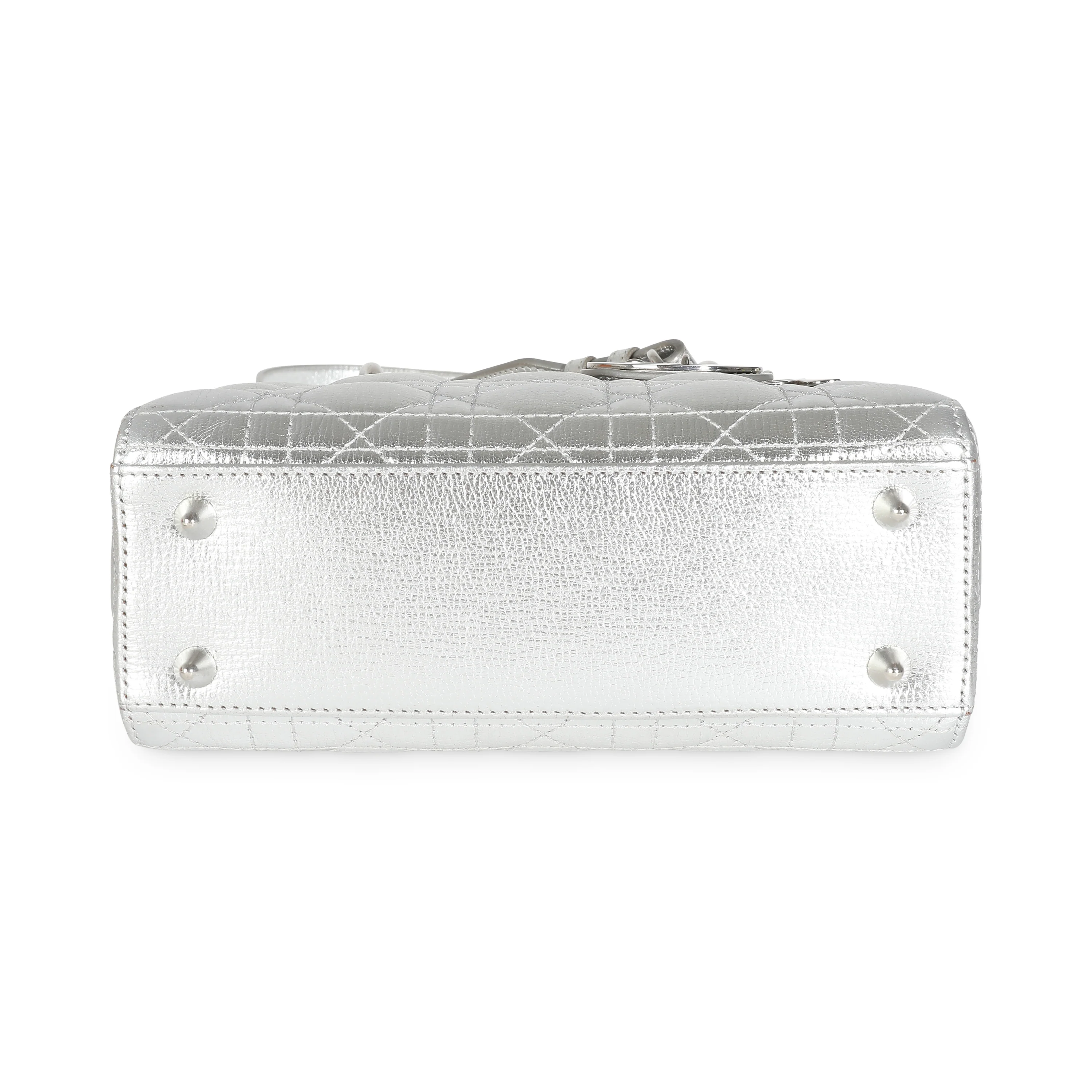 Silver Metallic Grained Calfskin Cannage My ABCDior Lady Dior - Image 5