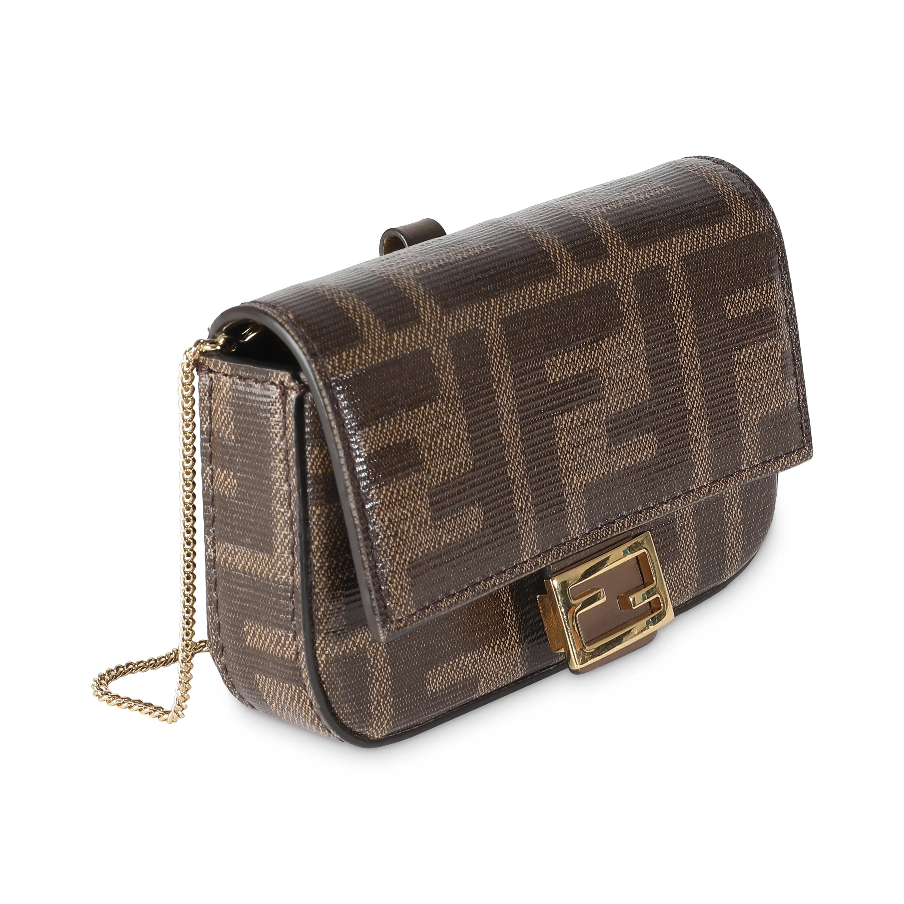 Brown Glazed Fabric FF 1974 Nano Baguette Charm - Image 3