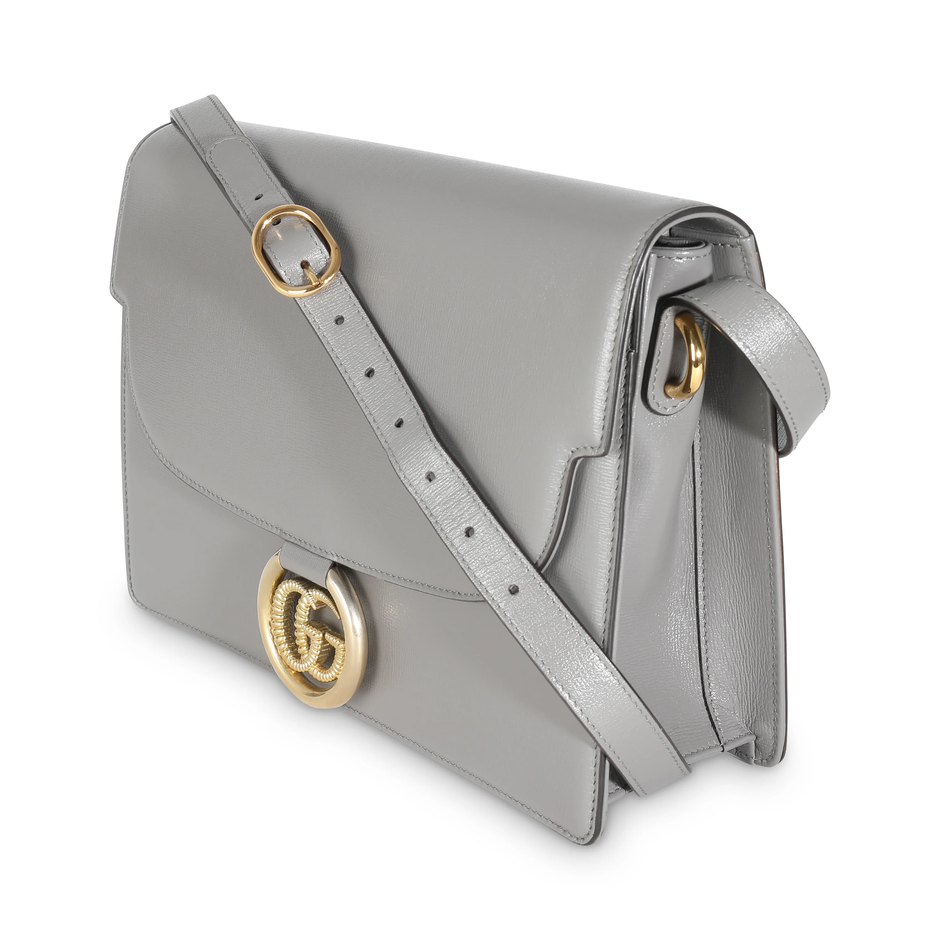 Grey Textured Calfskin Medium Torchon GG Ring Shoulder Bag - Image 2