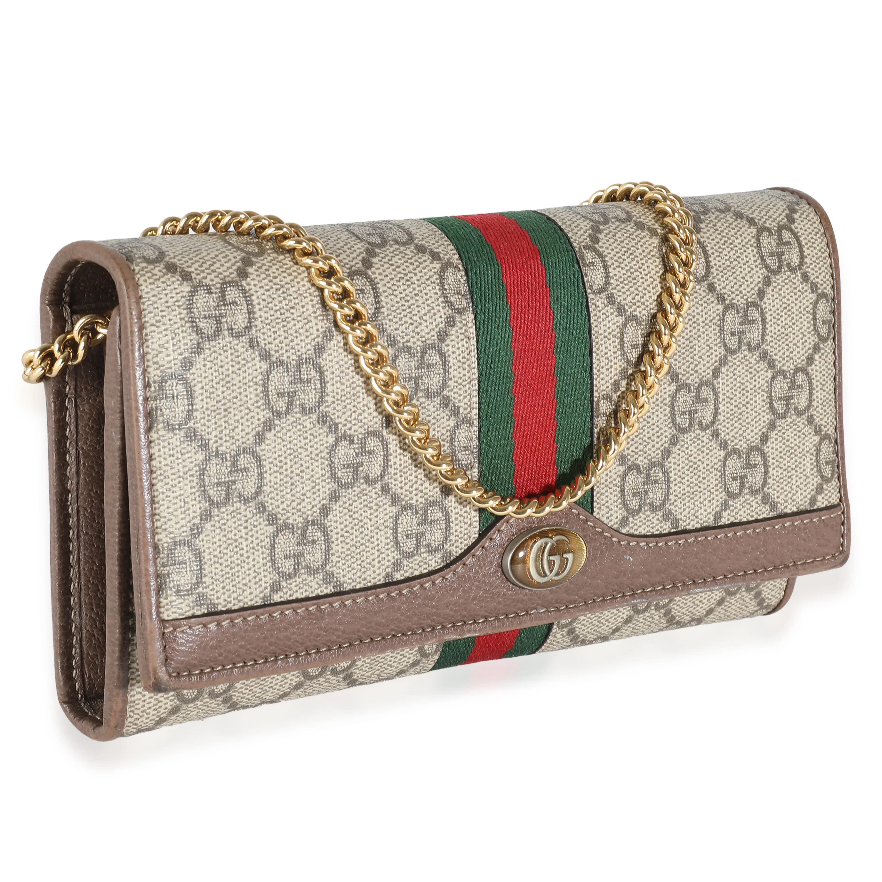 Beige Ebony GG Supreme Web Ophidia Chain Wallet - Image 3
