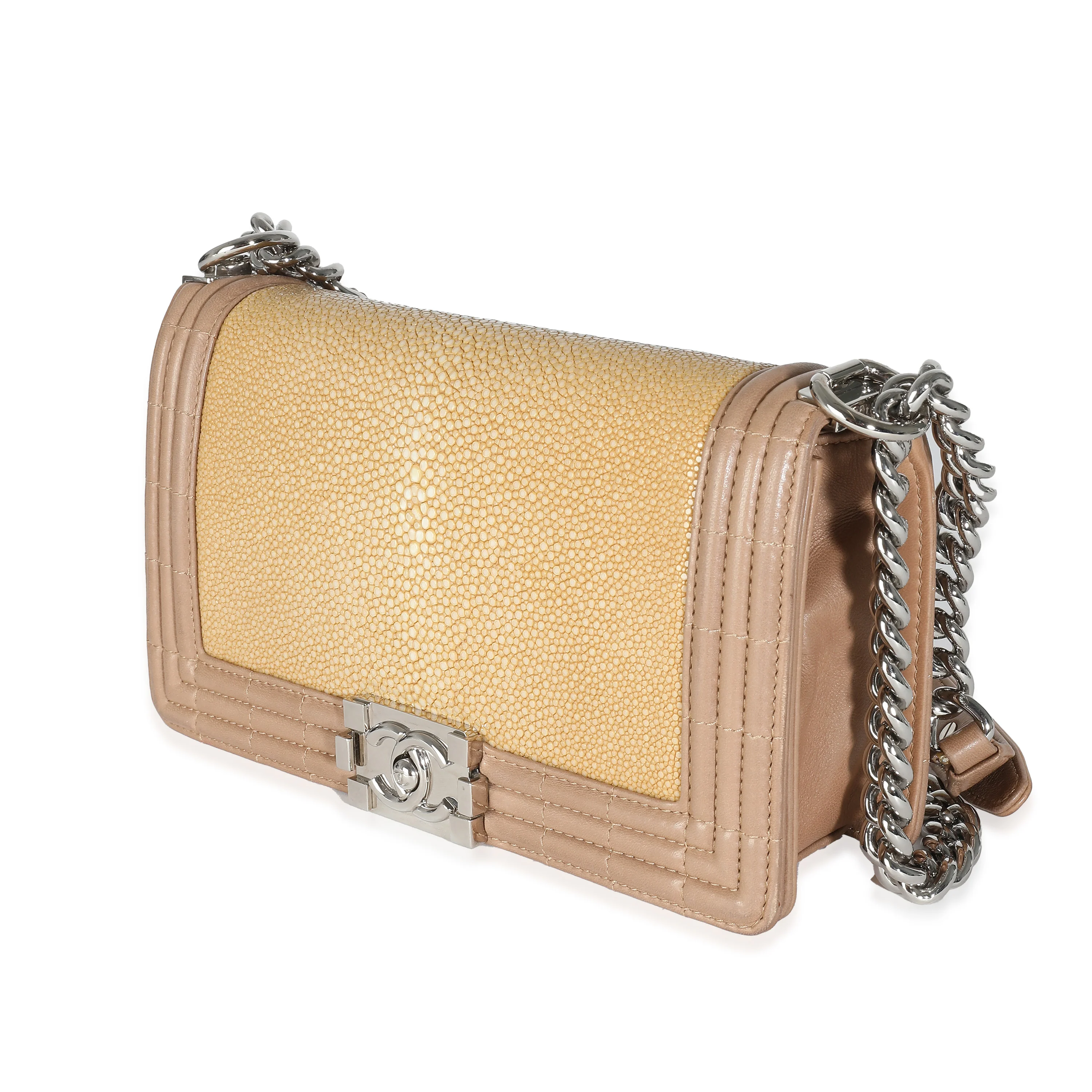Beige Galuchat Stingray Lambskin Medium Boy Bag - Image 2
