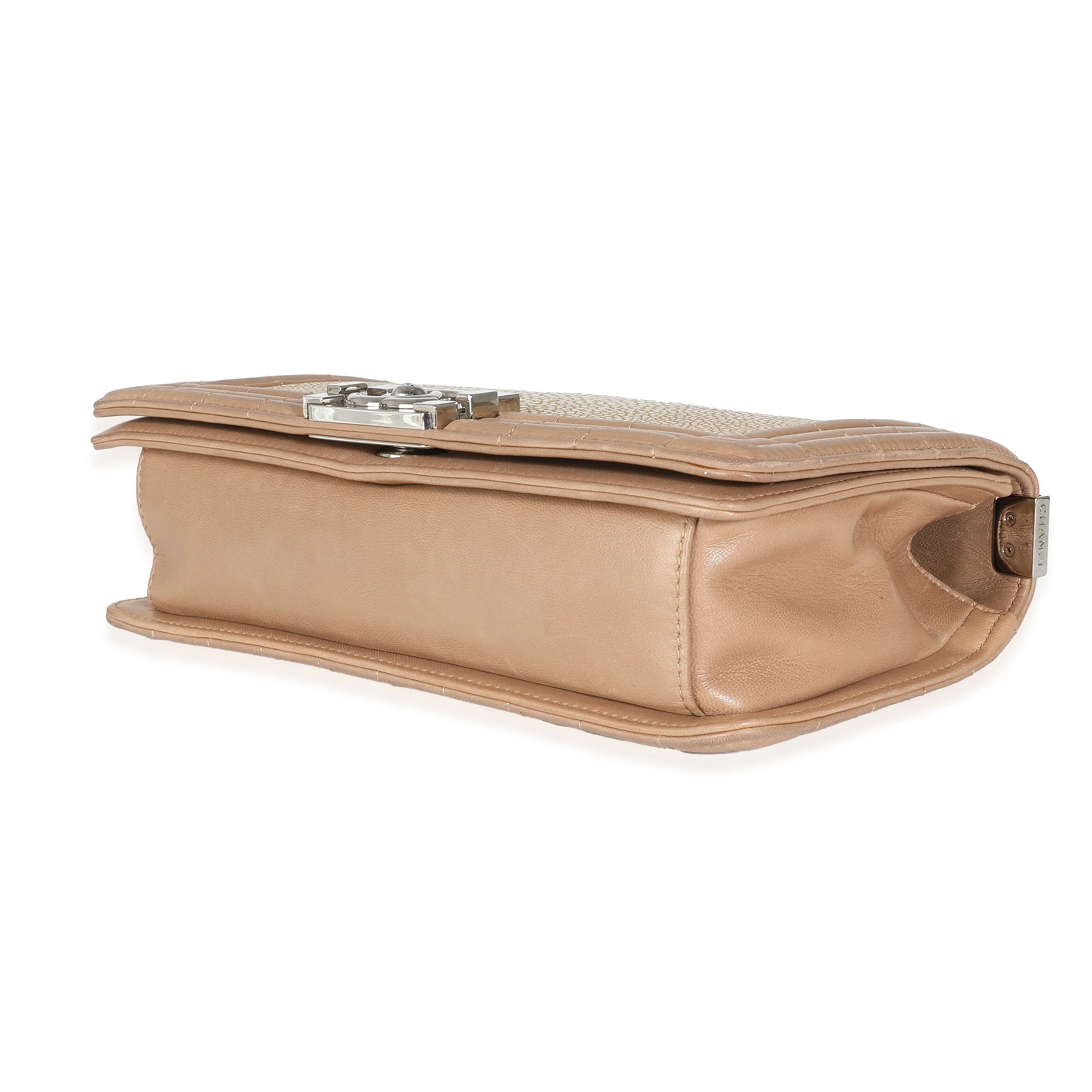 Beige Galuchat Stingray Lambskin Medium Boy Bag - Image 5