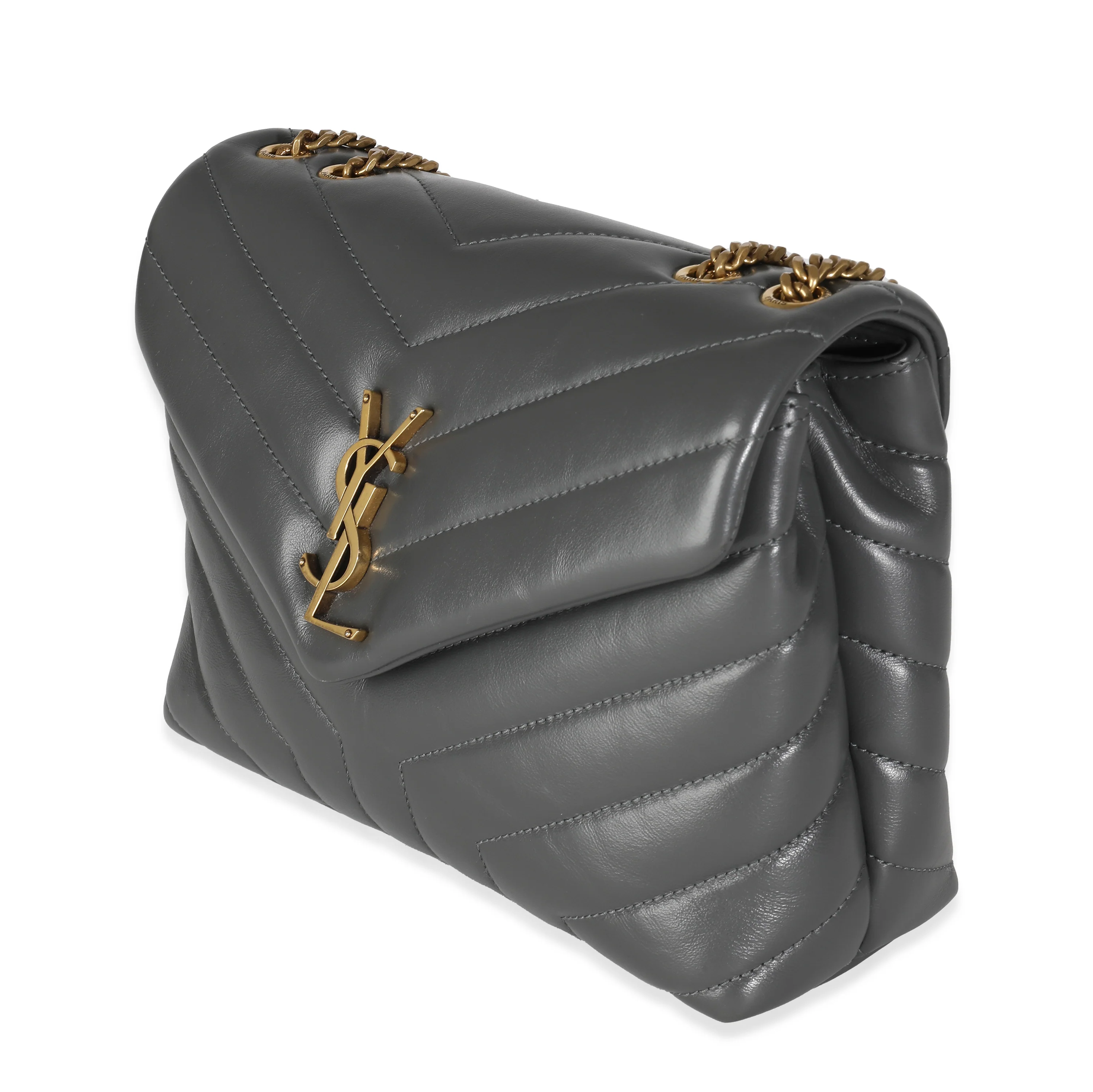 Grey Quilted Calfskin Monogram Small Loulou Chain - Image 2