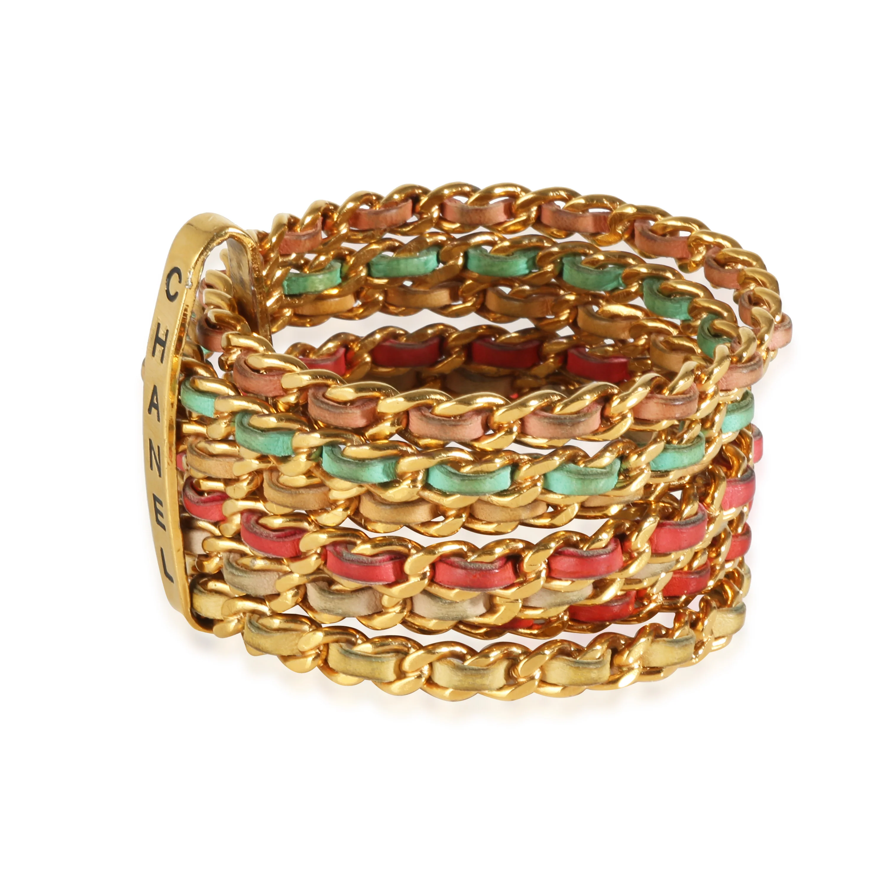 93C Multicolor Lambskin Gold Metal Logo 7 Band Bracelet - Image 2
