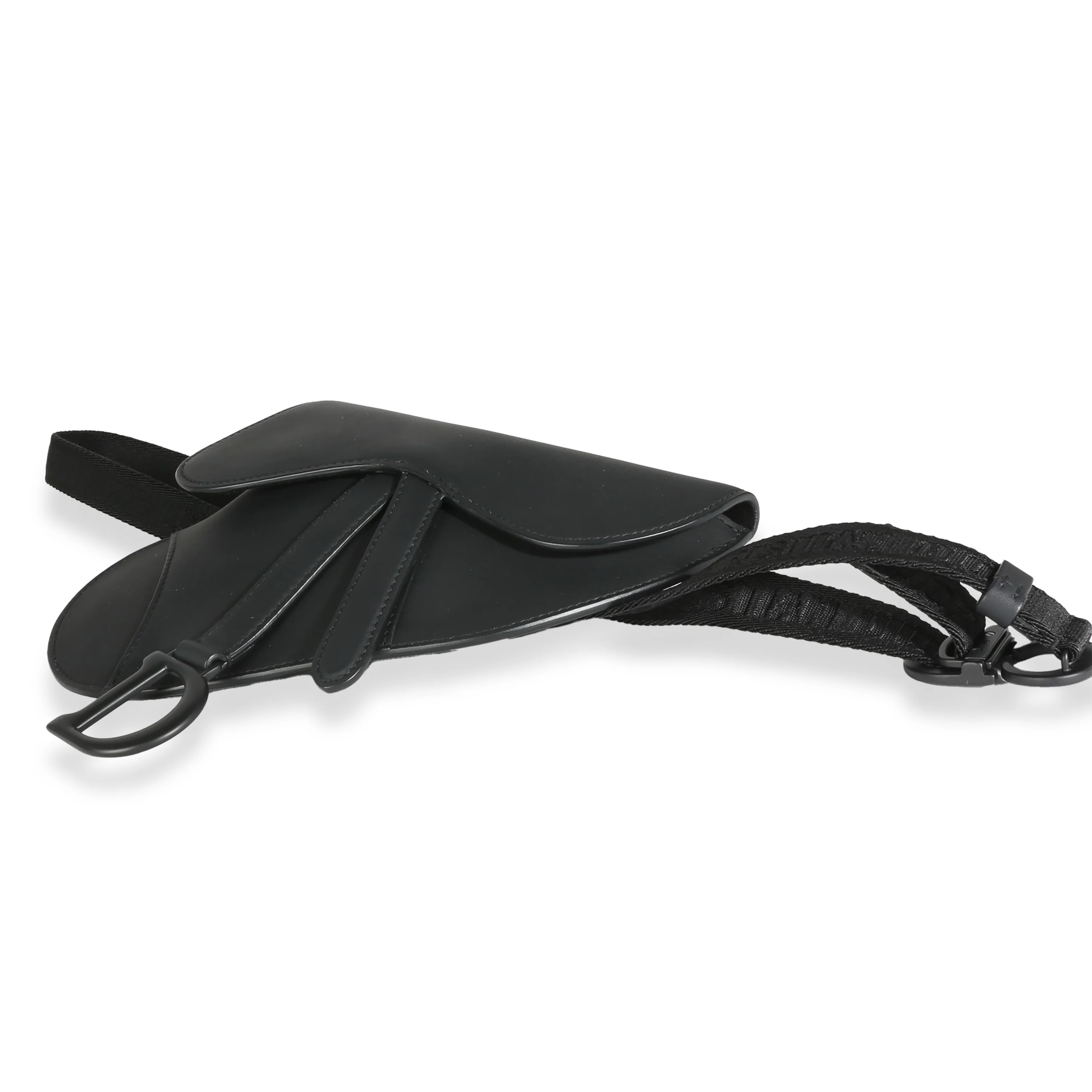 Black Ultramatte Calfskin Saddle Belt Pouch - Image 7