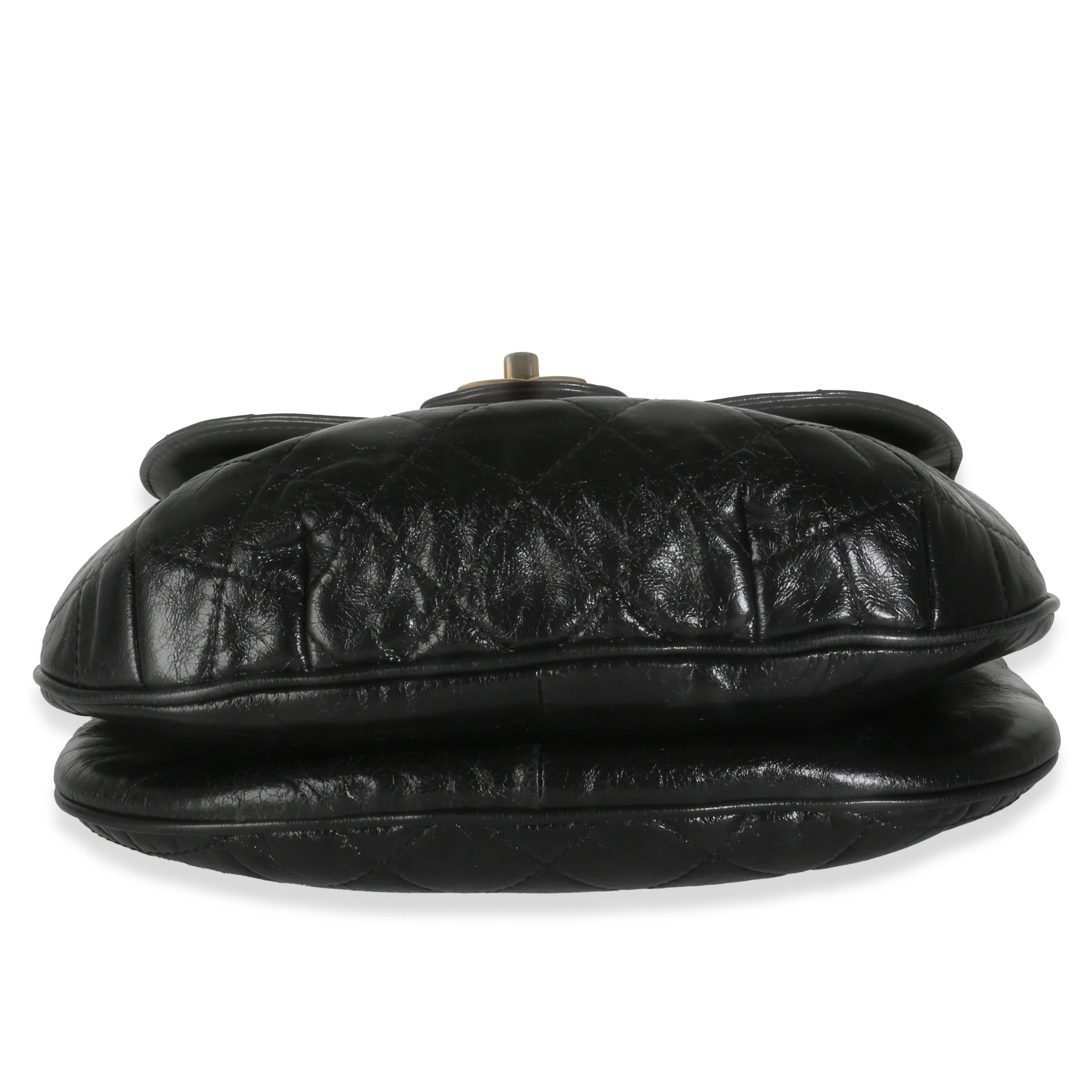 Black Glazed Quilted Calfskin Medium CC Bubble Flap Bag - Image 5