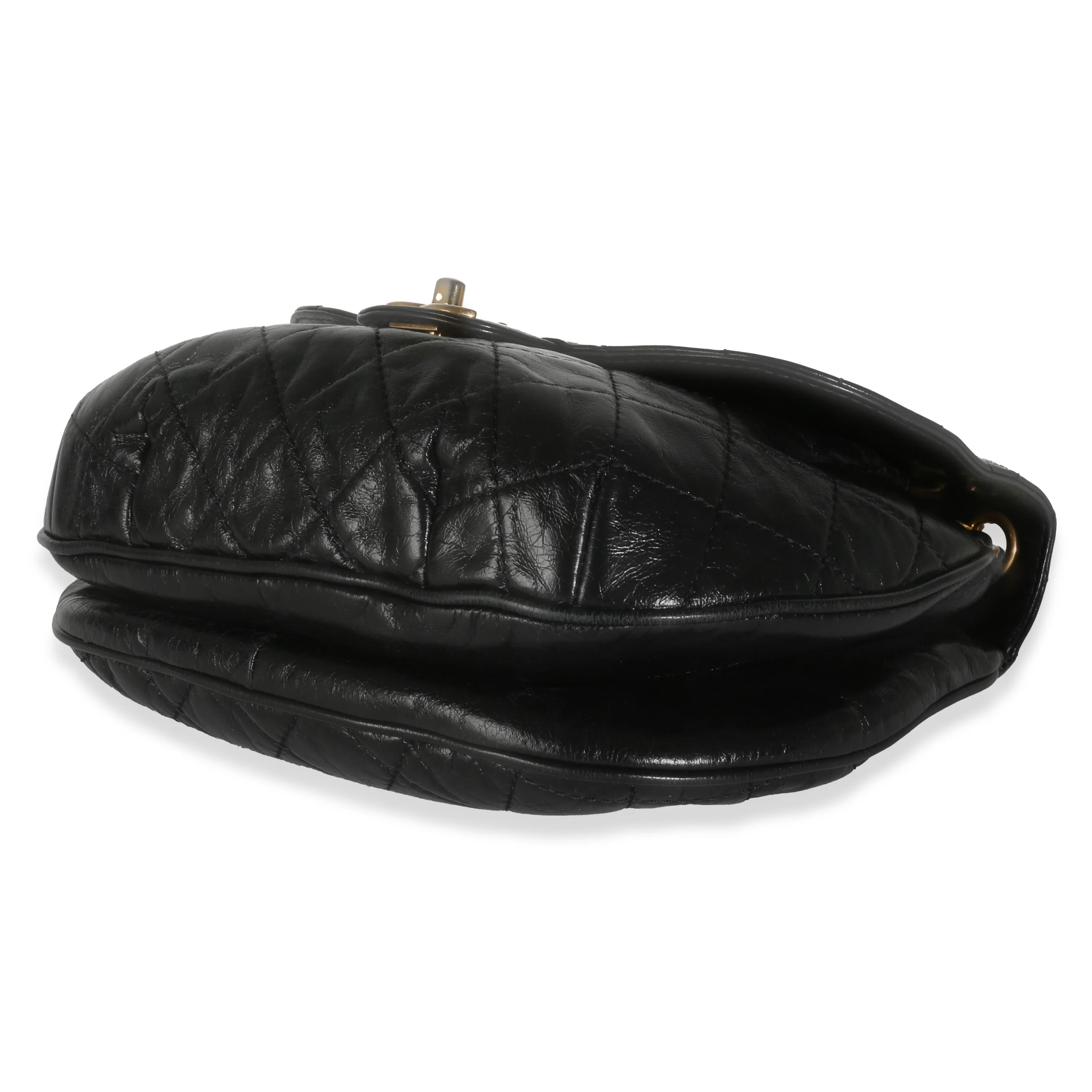 Black Glazed Quilted Calfskin Medium CC Bubble Flap Bag - Image 7