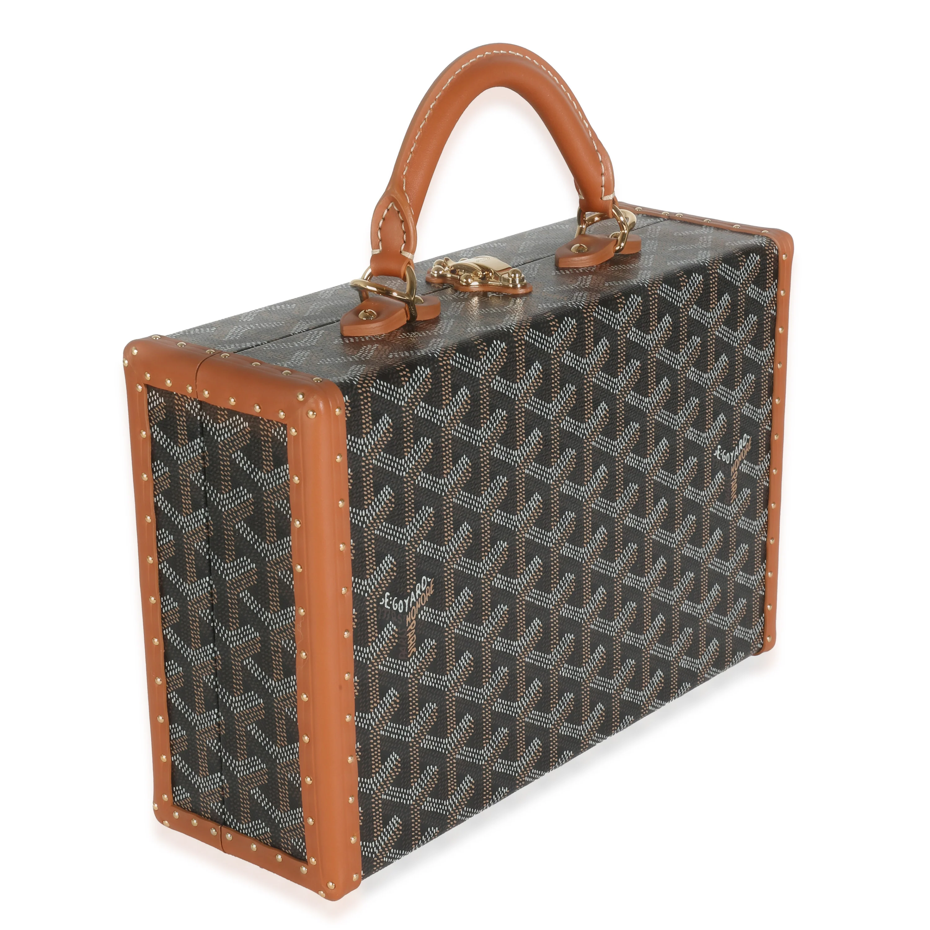 Black Tan Goyardine Canvas Grand Hotel Trunk Bag - Image 3