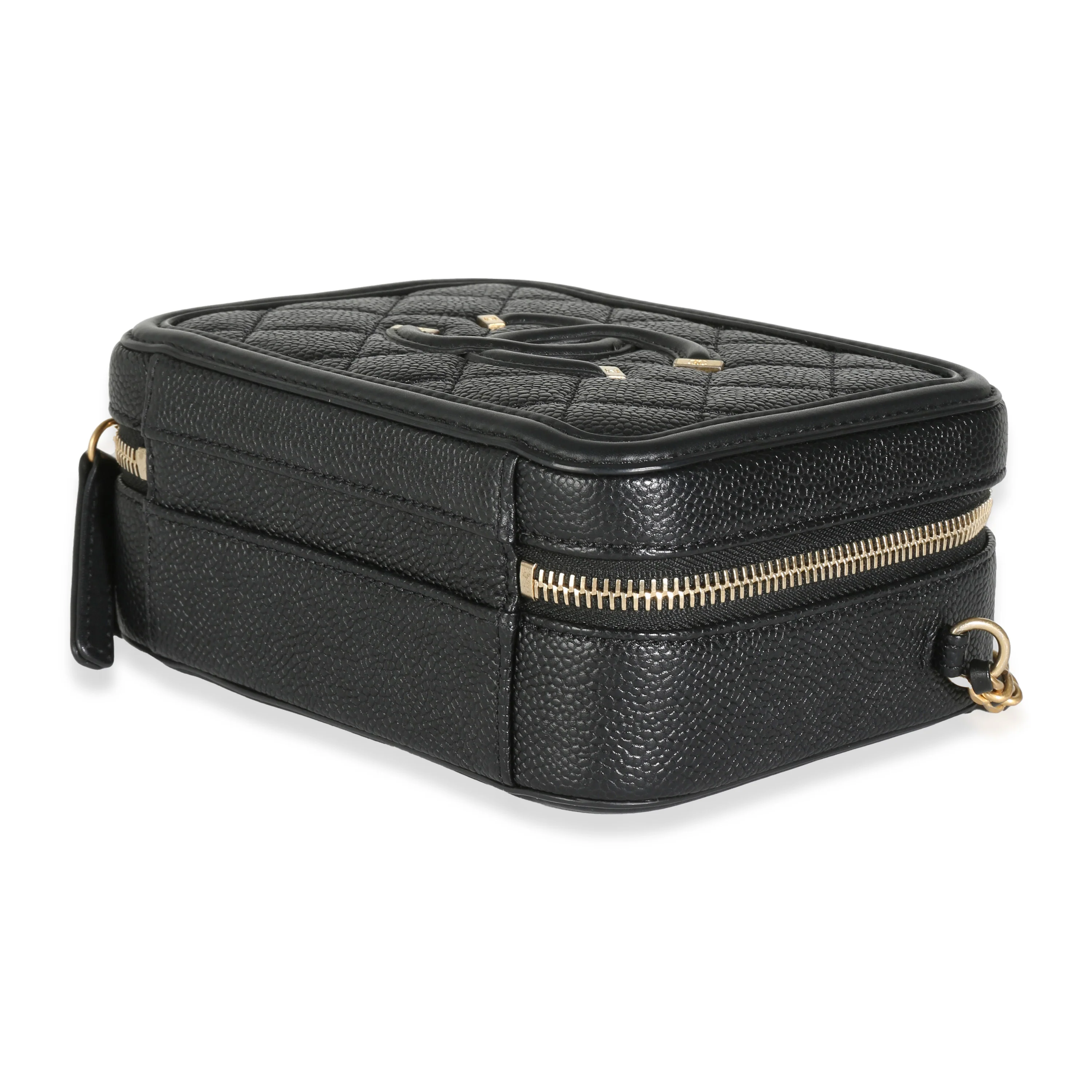 Black Quilted Caviar Small CC Filigree Vanity Case - Image 7