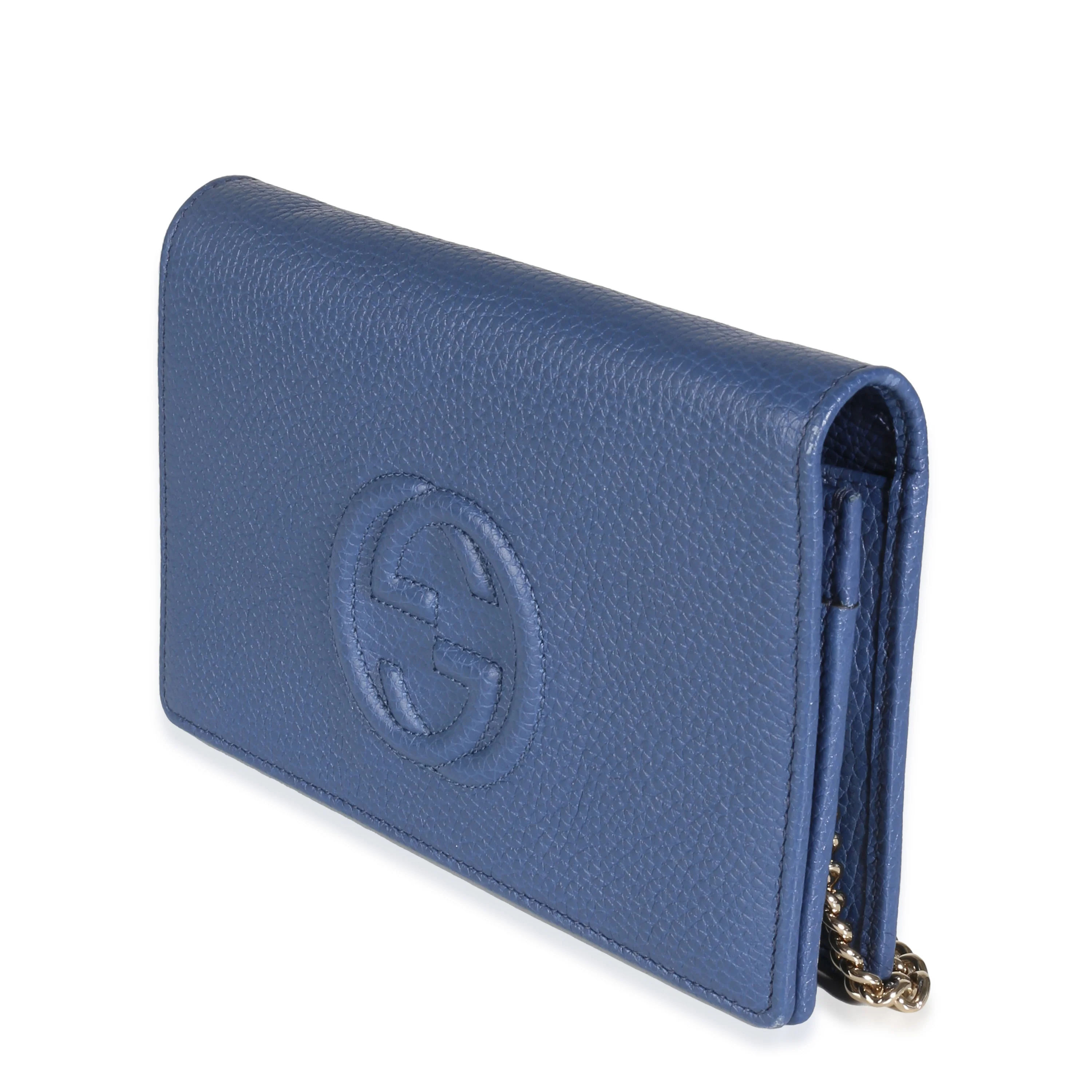 Blue Dollar Calfskin Interlocking G Chain Wallet - Image 2