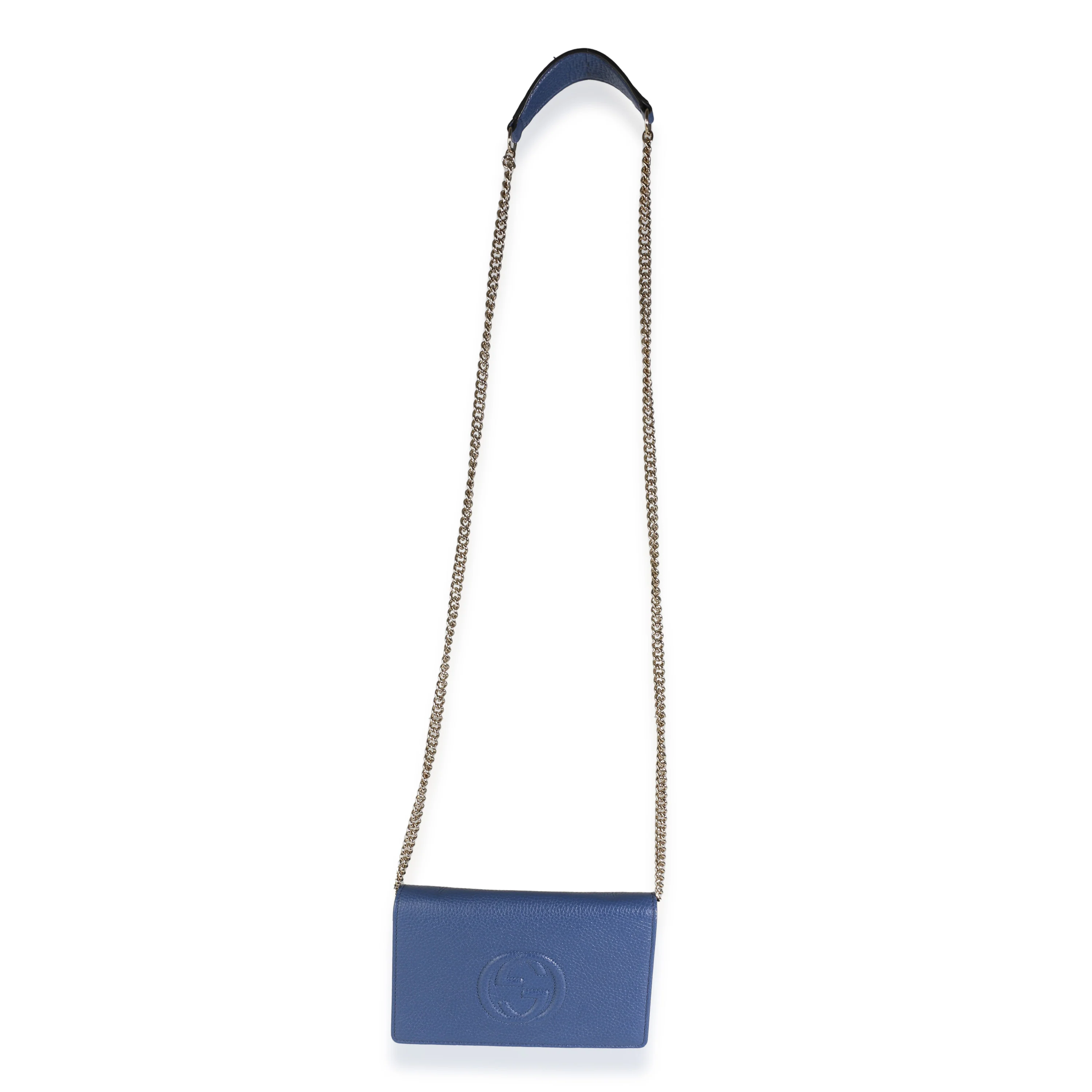 Blue Dollar Calfskin Interlocking G Chain Wallet - Image 8