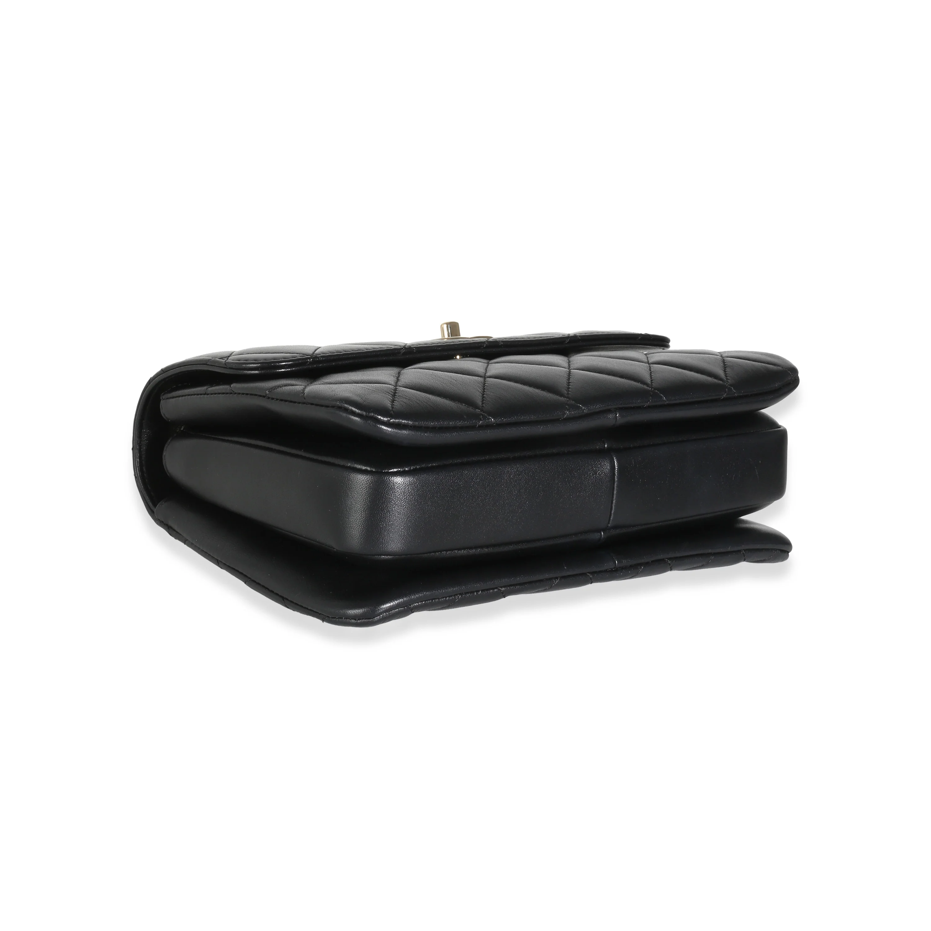Black Quilted Lambskin Small Trendy Top Handle Flap Bag - Image 8