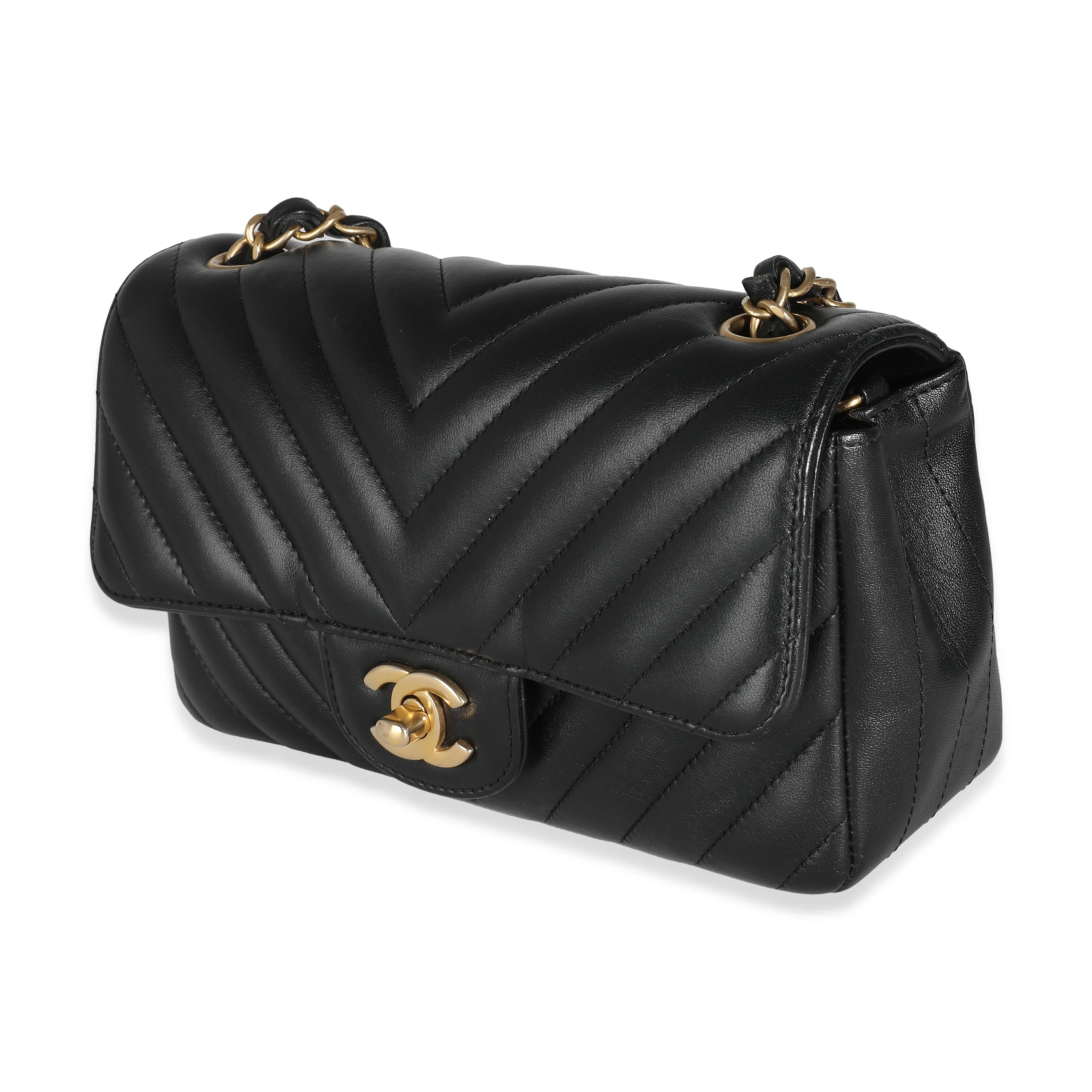 Black Chevron Quilted Calfskin Mini Rectangular Flap Bag - Image 2