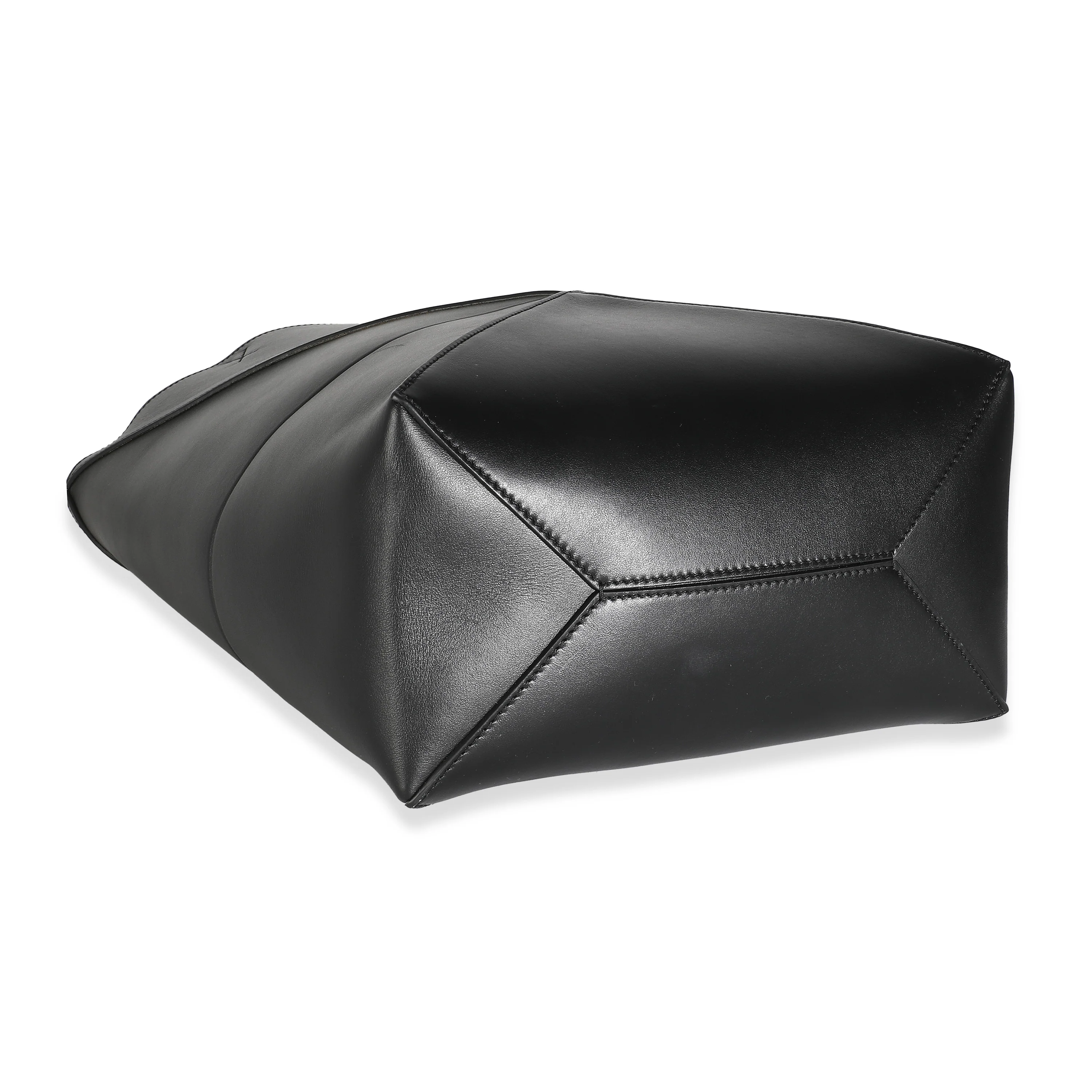 Black Shiny Calfskin Medium Puzzle Fold Tote - Image 6