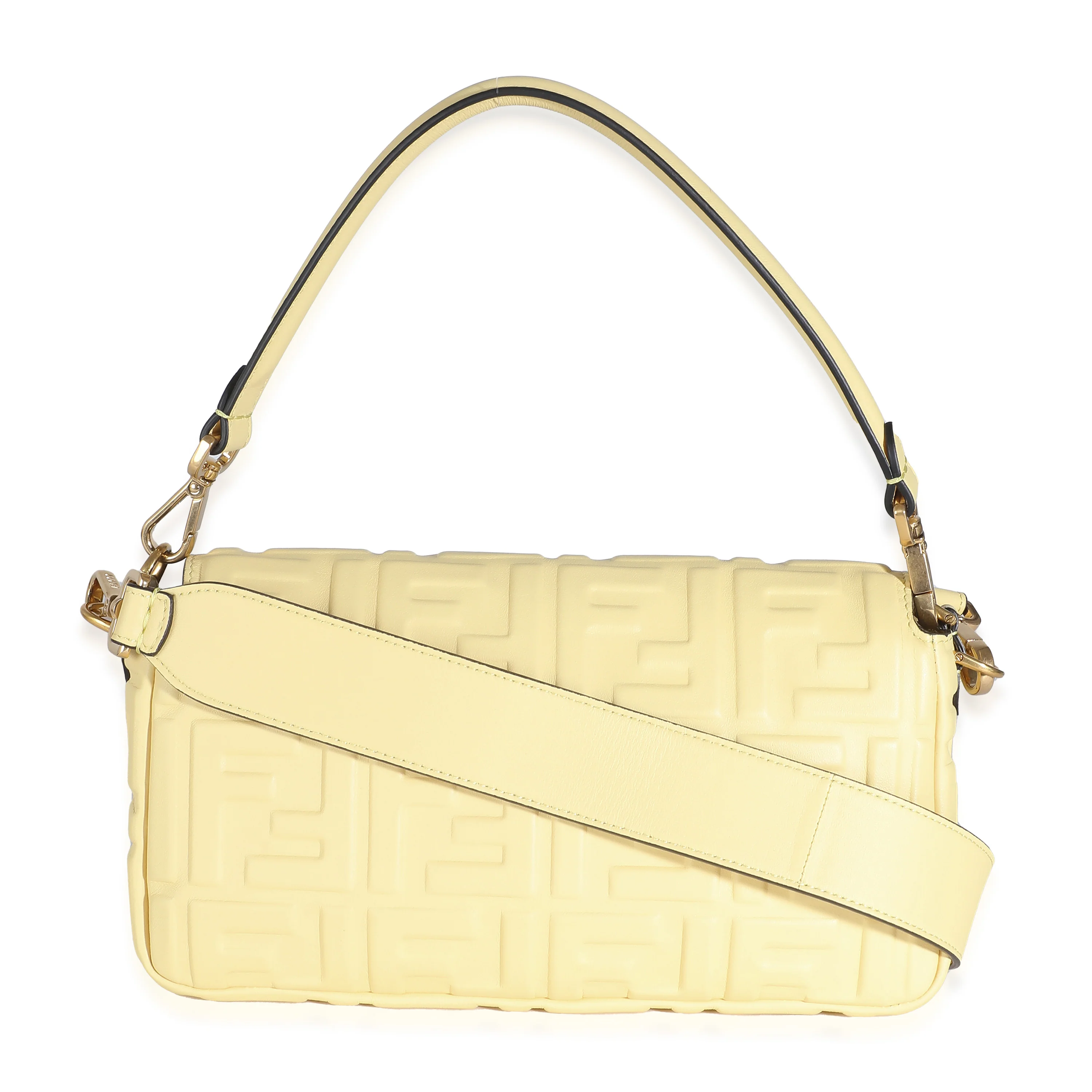 Yellow Nappa FF 1974 Embossed Medium Baguette Bag - Image 4