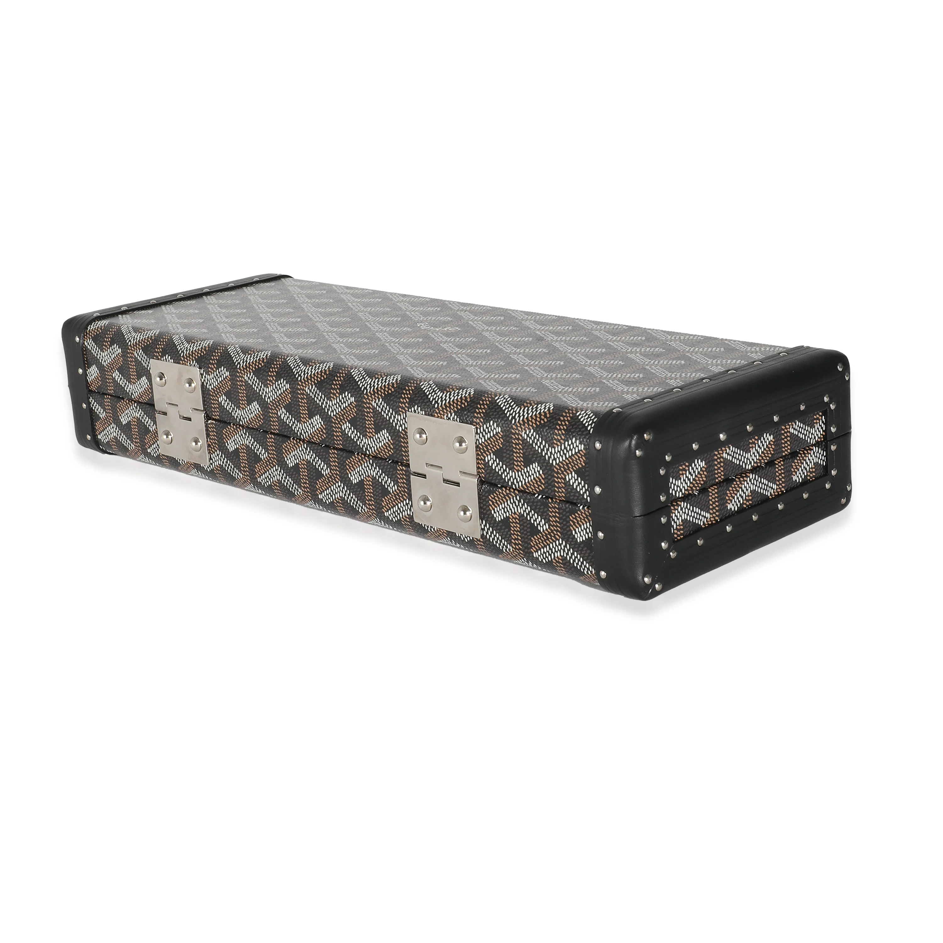 Black Goyardine Canvas Saint Honore Trunk Clutch - Image 7