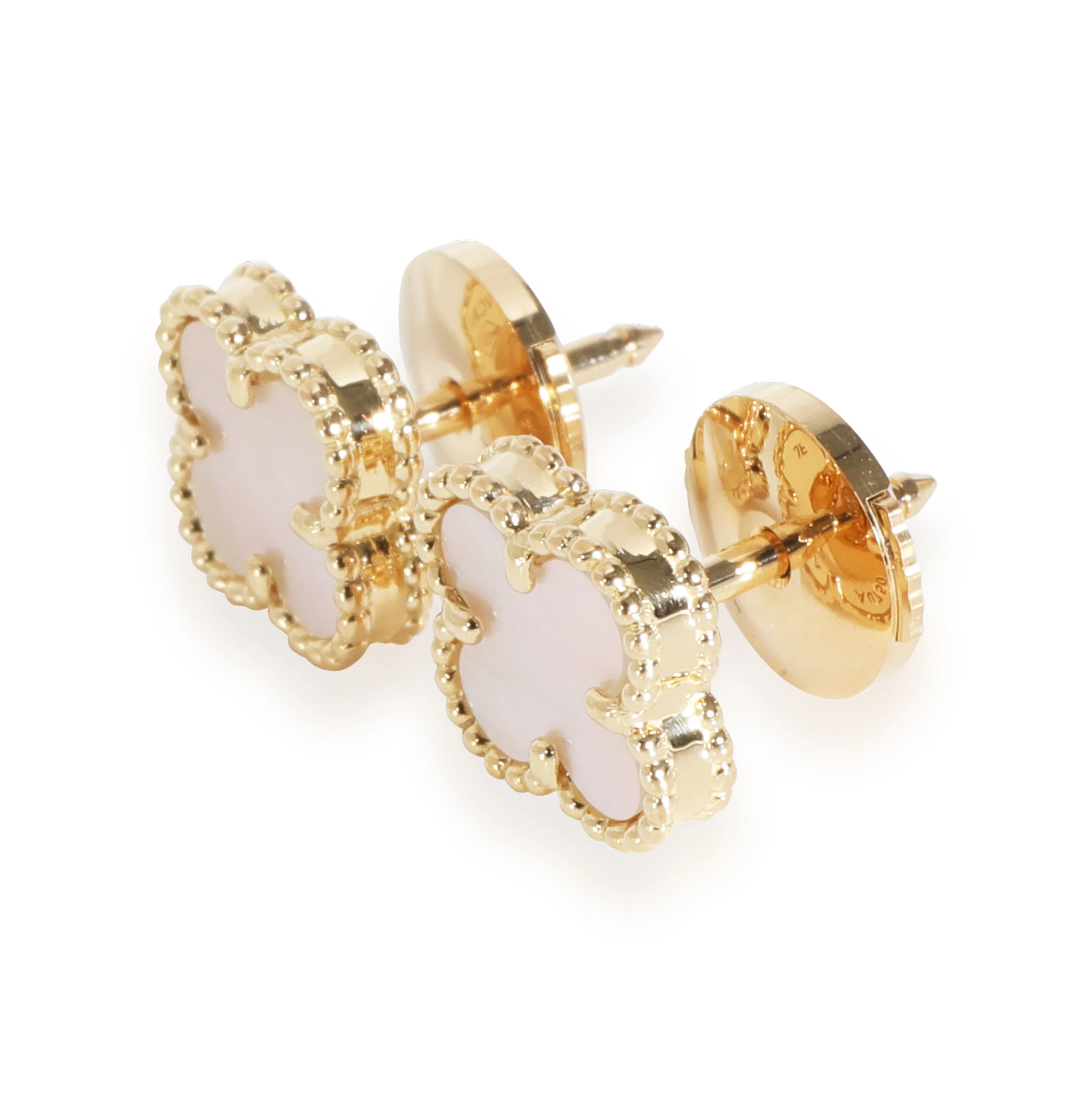 Sweet Alhambra Mother Of Pearl Earrings in 18k Yellow Gold - Image 2