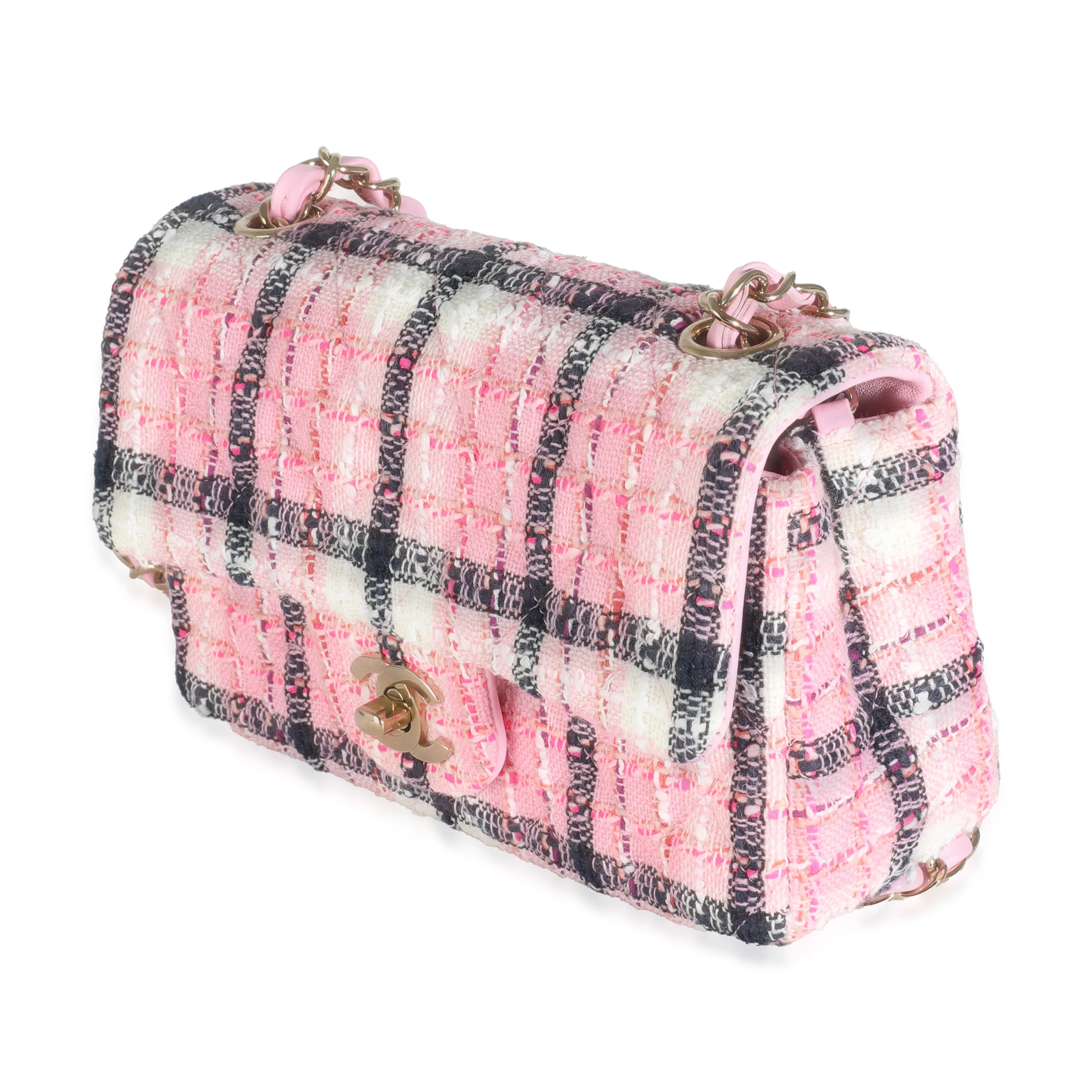 24S Black Pink Tweed Mini Rectangular Flap Bag - Image 2