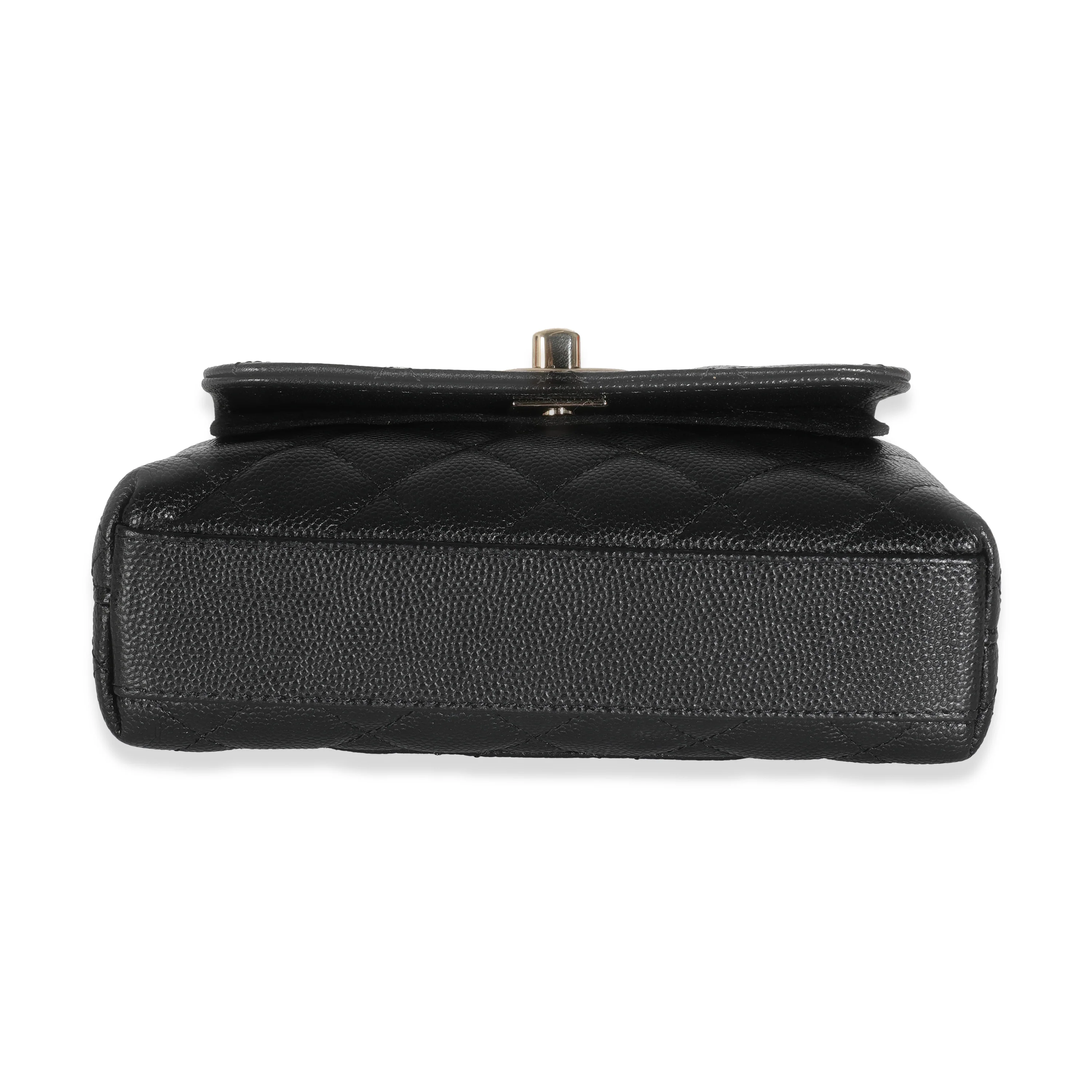 24K Black Quilted Caviar Extra Mini Coco Top Handle Handbag - Image 5
