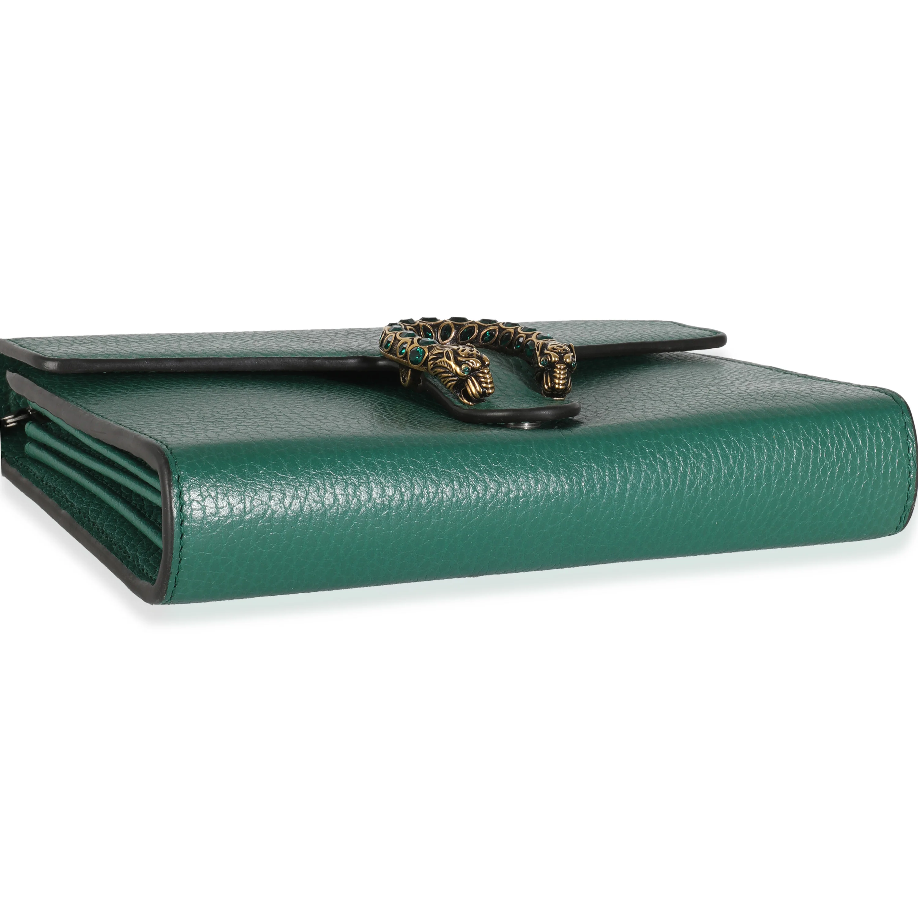 Emerald Green Pebbled Calfskin Mini Dionysus Chain Wallet - Image 6