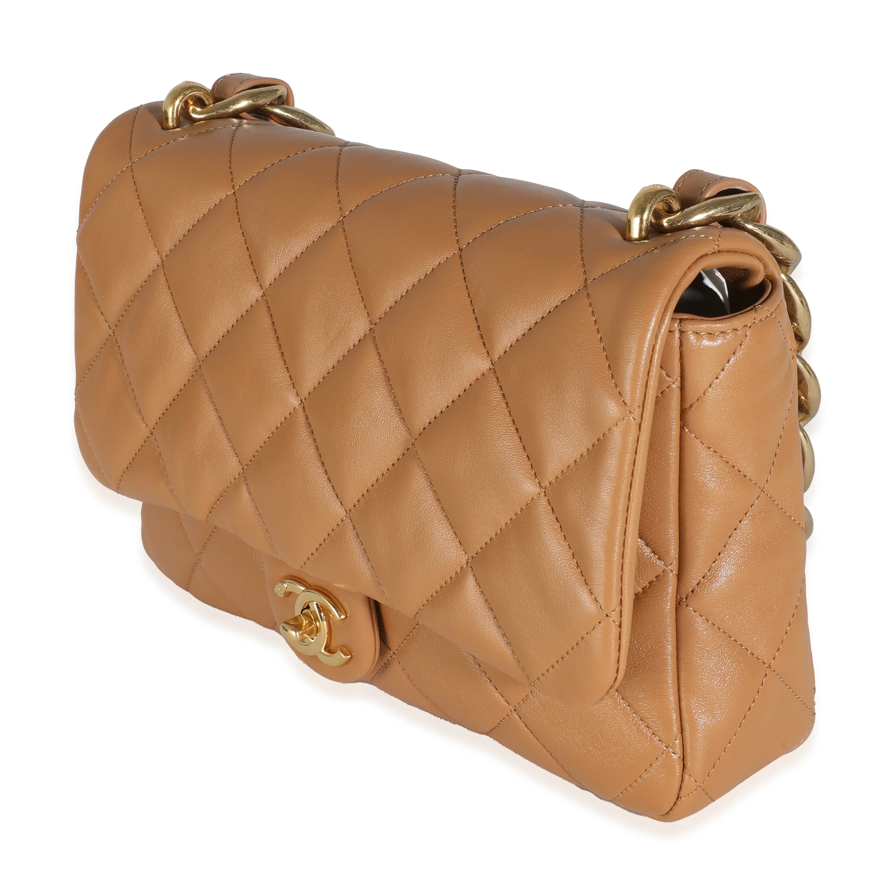 Tan Quilted Lambskin Medium Funky Town Flap Bag - Image 2