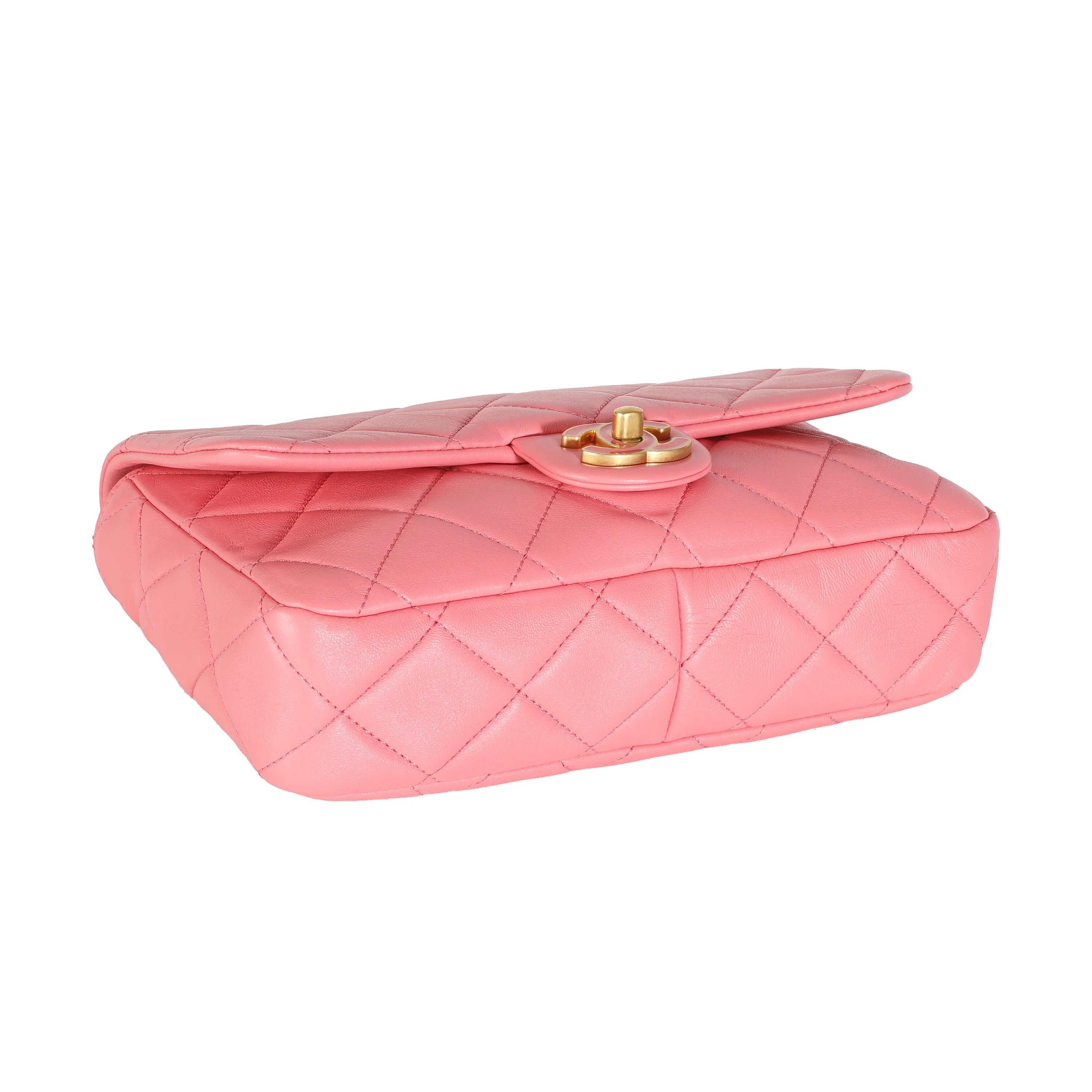 Pink Quilted Lambskin Pending CC Small Square Flap - Image 4