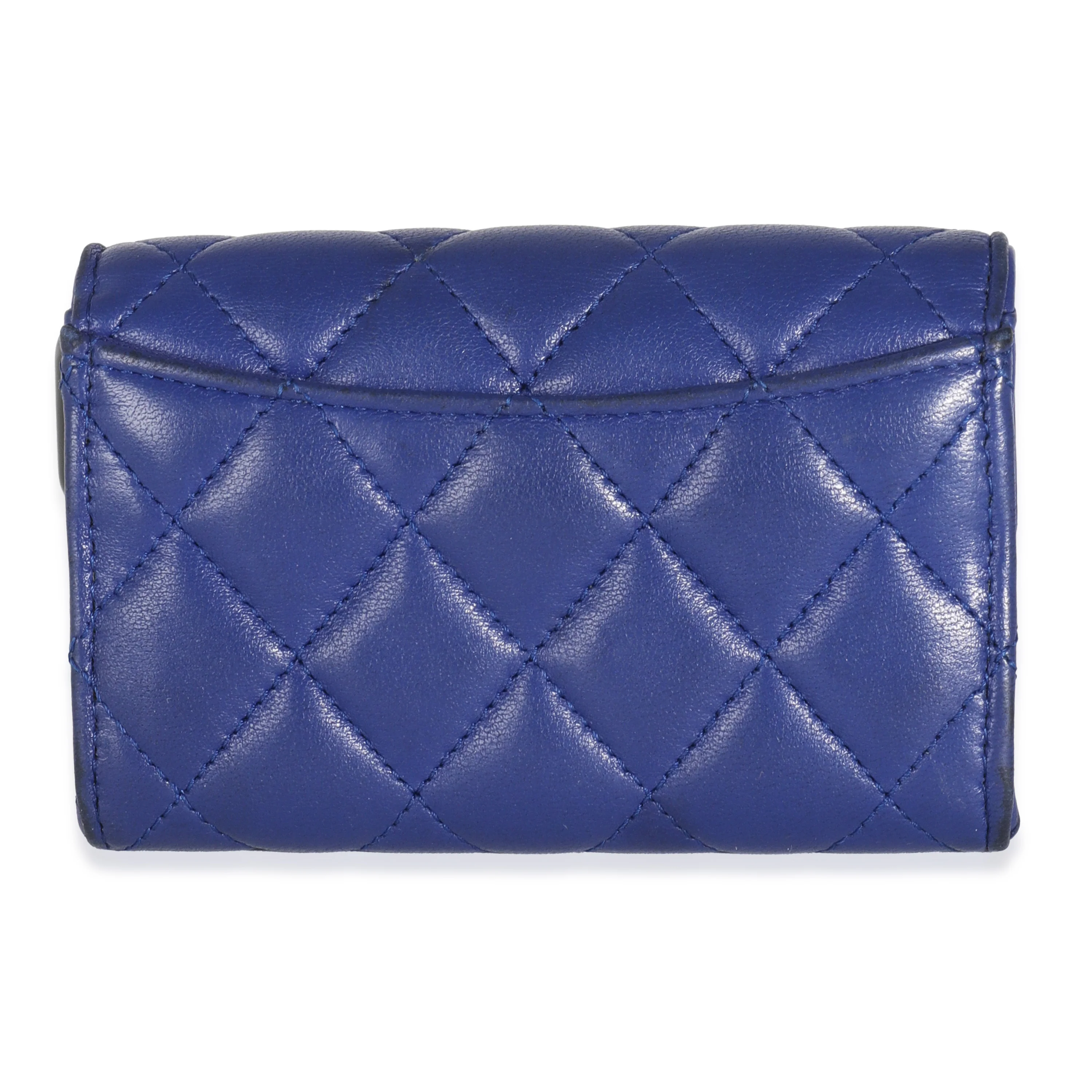 Navy Quilted Lambskin Classic Card Case - Image 4