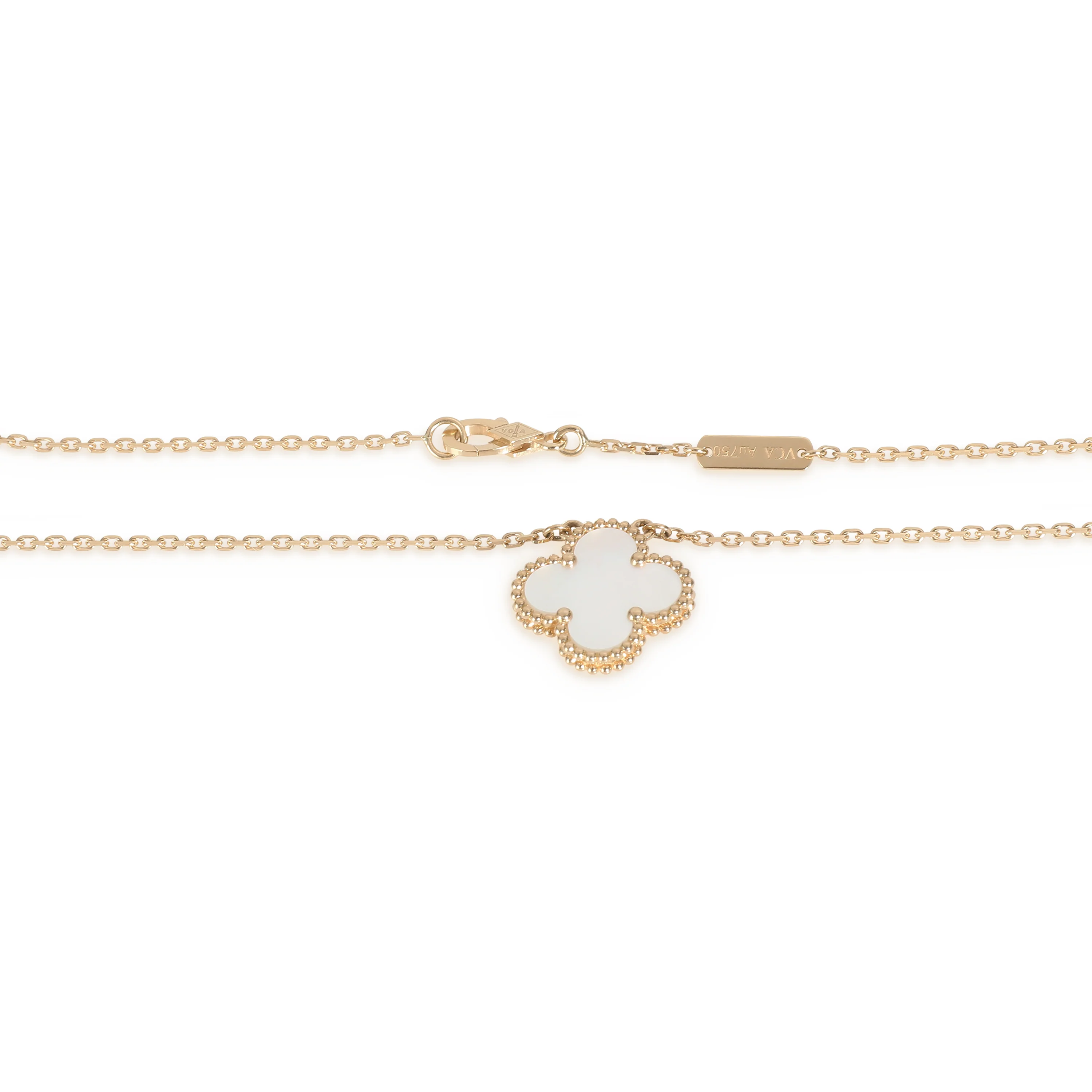 Vintage Alhambra White Mother Of Pearl Pendant in 18K Gold - Image 2