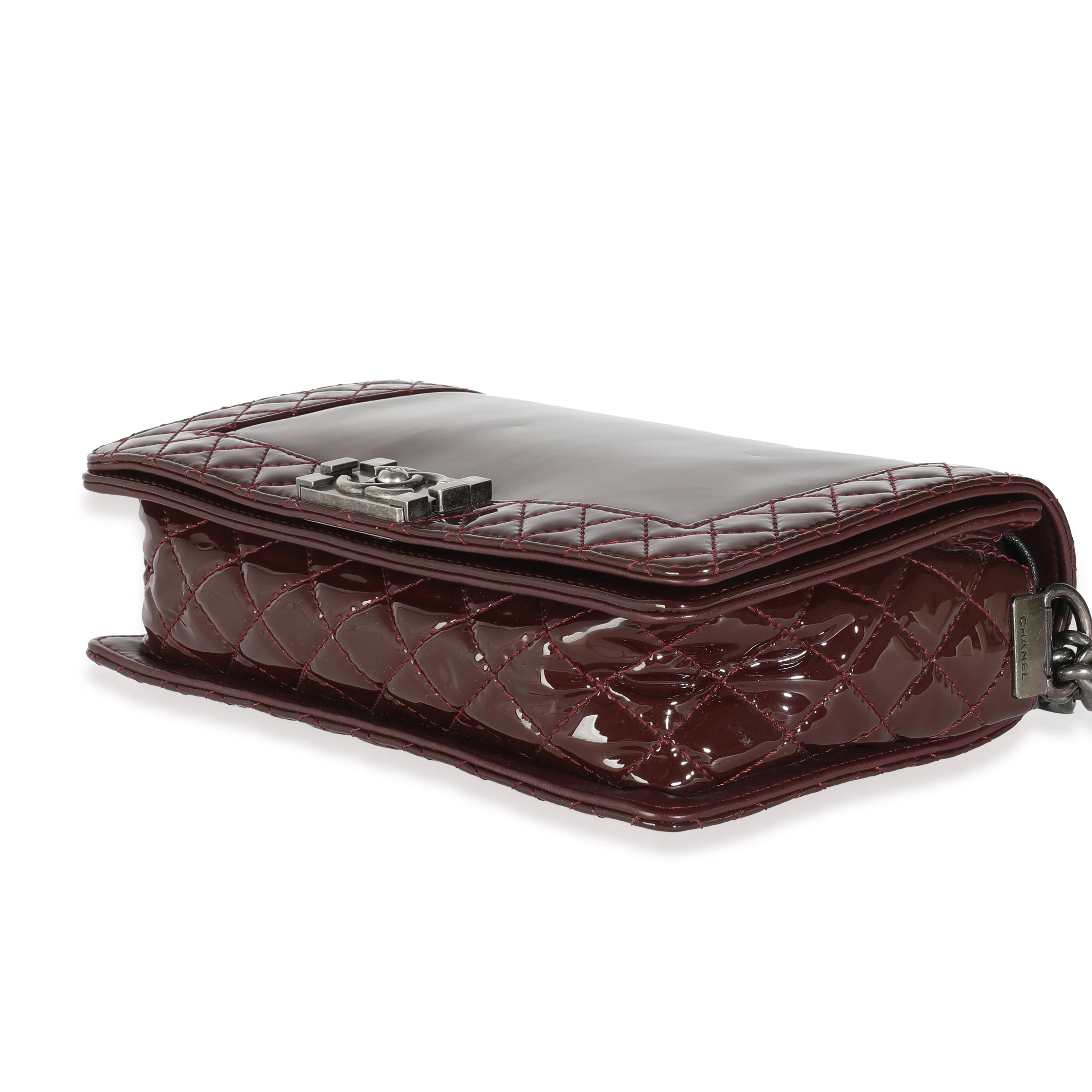 Burgundy Patent New Medium Boy Reverso Bag - Image 7