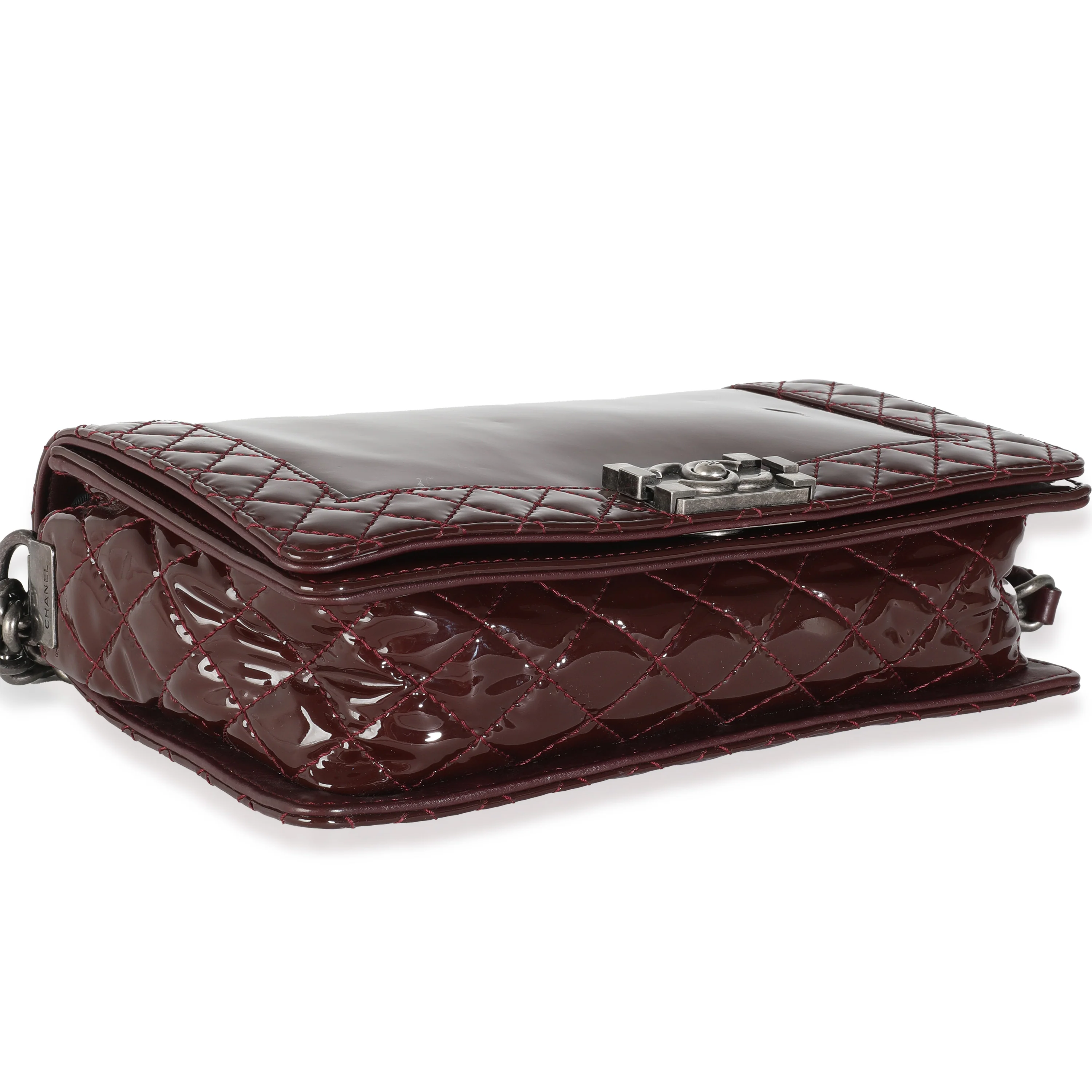 Burgundy Patent New Medium Boy Reverso Bag - Image 8