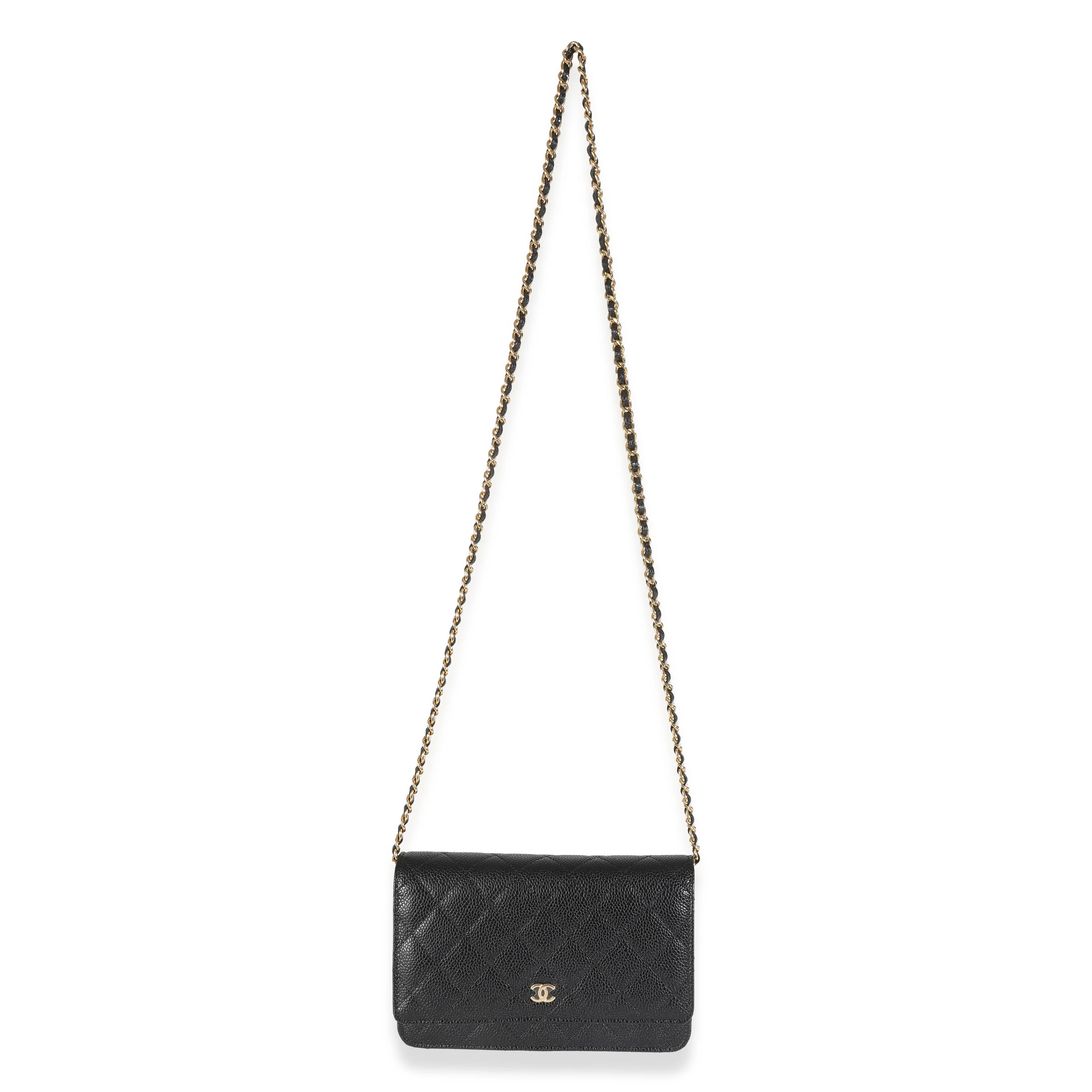 Black Quilted Caviar Classic Wallet On Chain - Image 8
