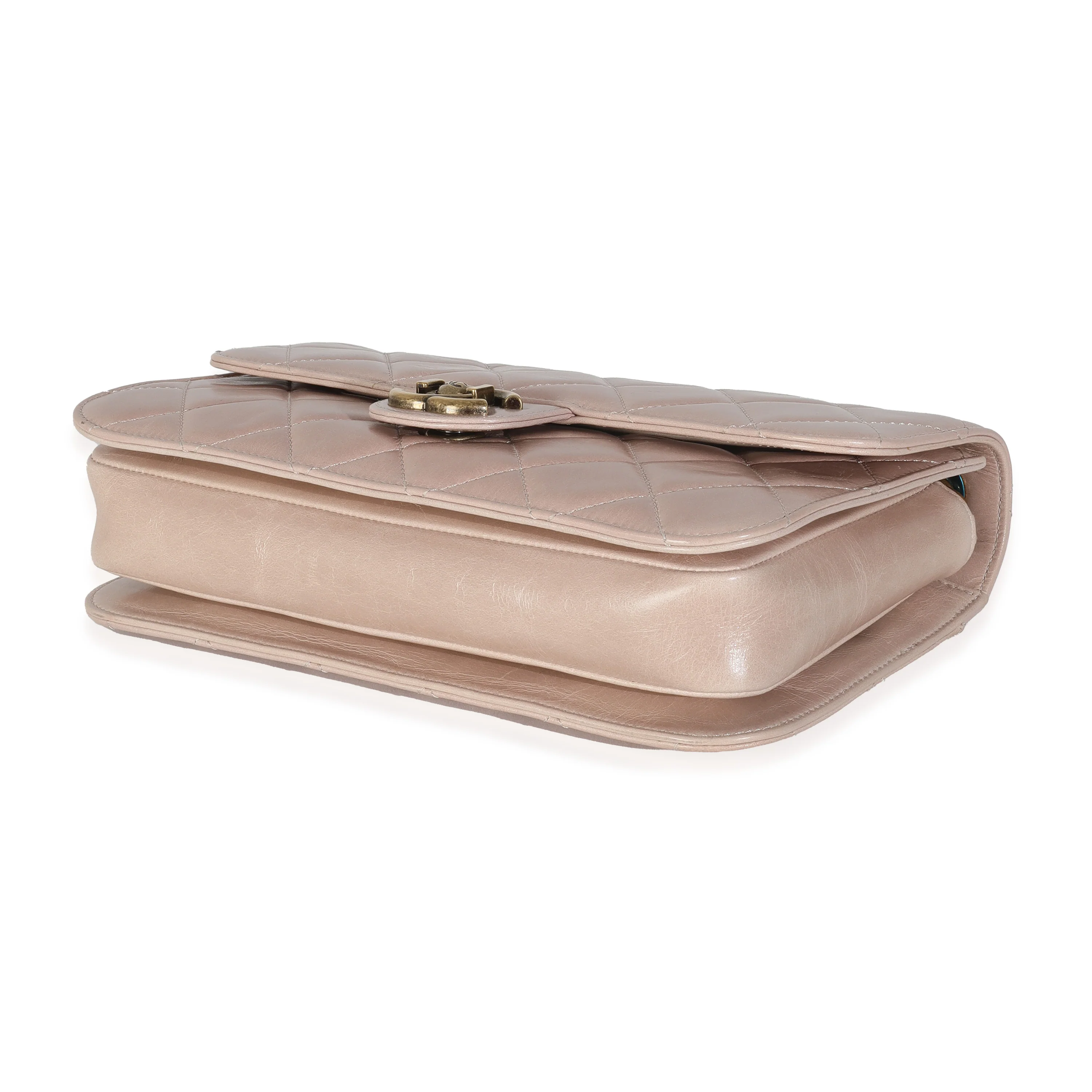 Beige Quilted Calfskin Perfect Edge Flap Bag - Image 7